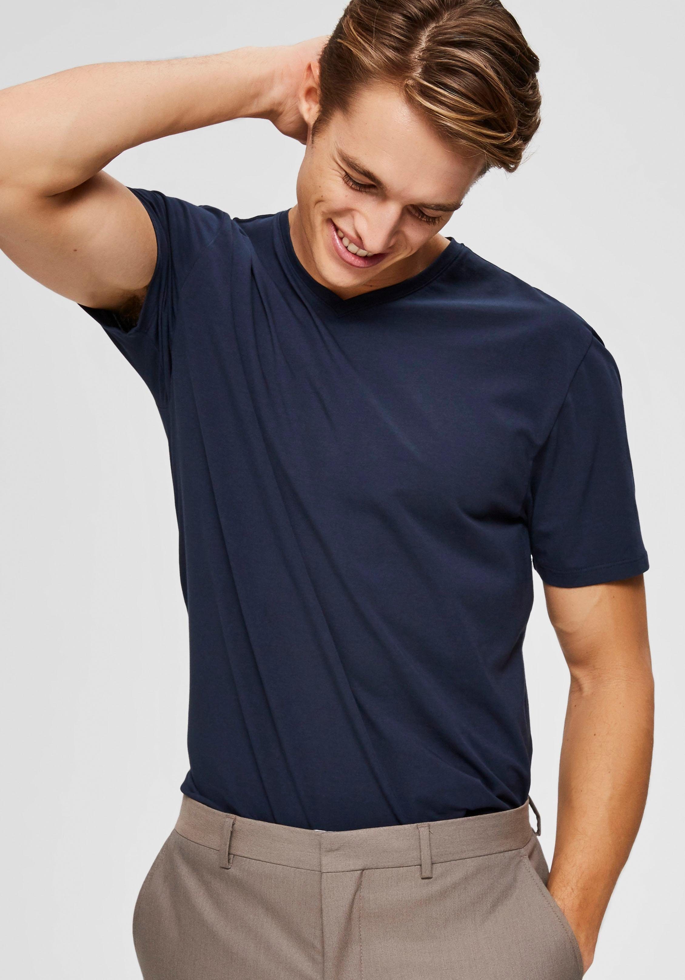 Selected V-Shirt SLHNEWPIMA SS V-NECK TEE B NOOS günstig online kaufen