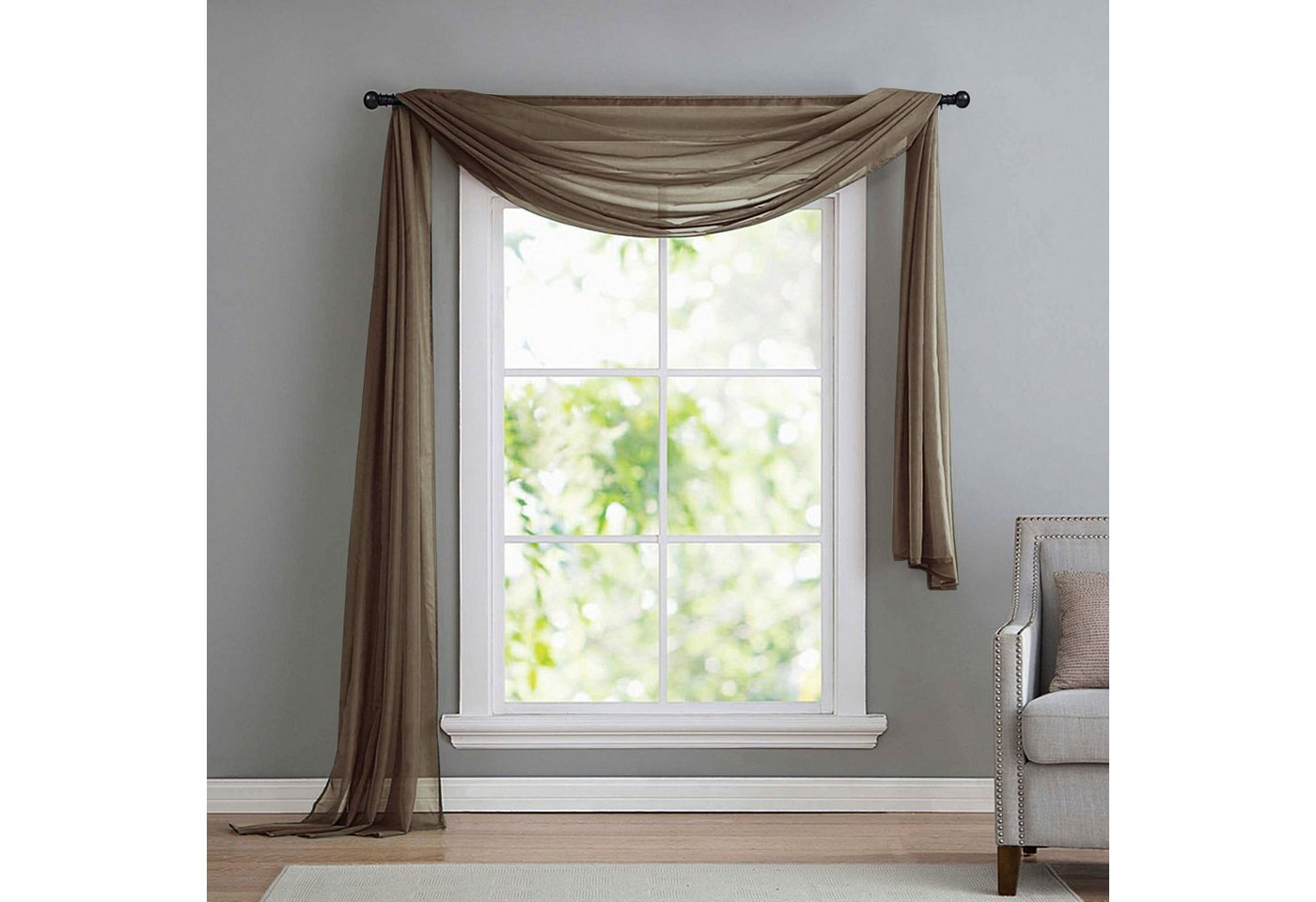 Gardinenbox Freihanddeko (1 St), ohne, transparent, Voile, Uni Volant Transparent Polyester 600cm 140cm
