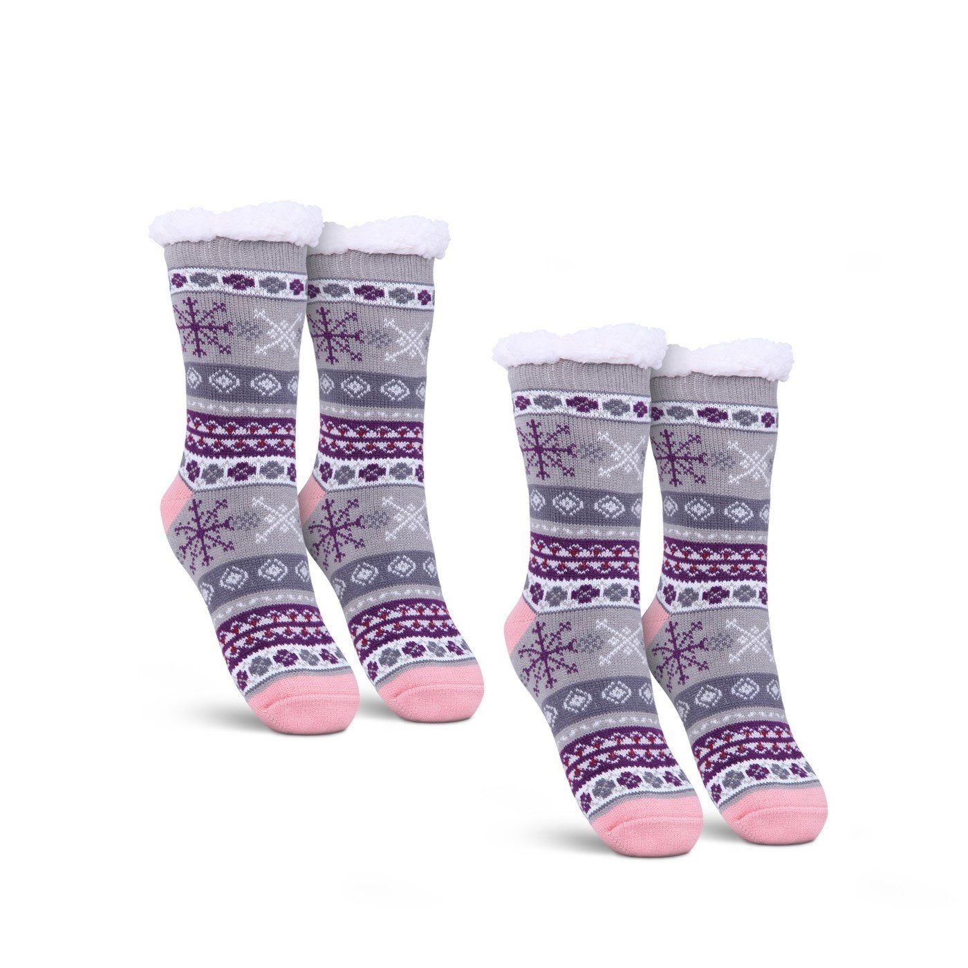 Bestlivings Kuschelsocken Haussocken "Norweger Schneeflocke" (2-Paar) Hüttensocken ABS / Teddyfutter - Norweger Socken Stoppersocken