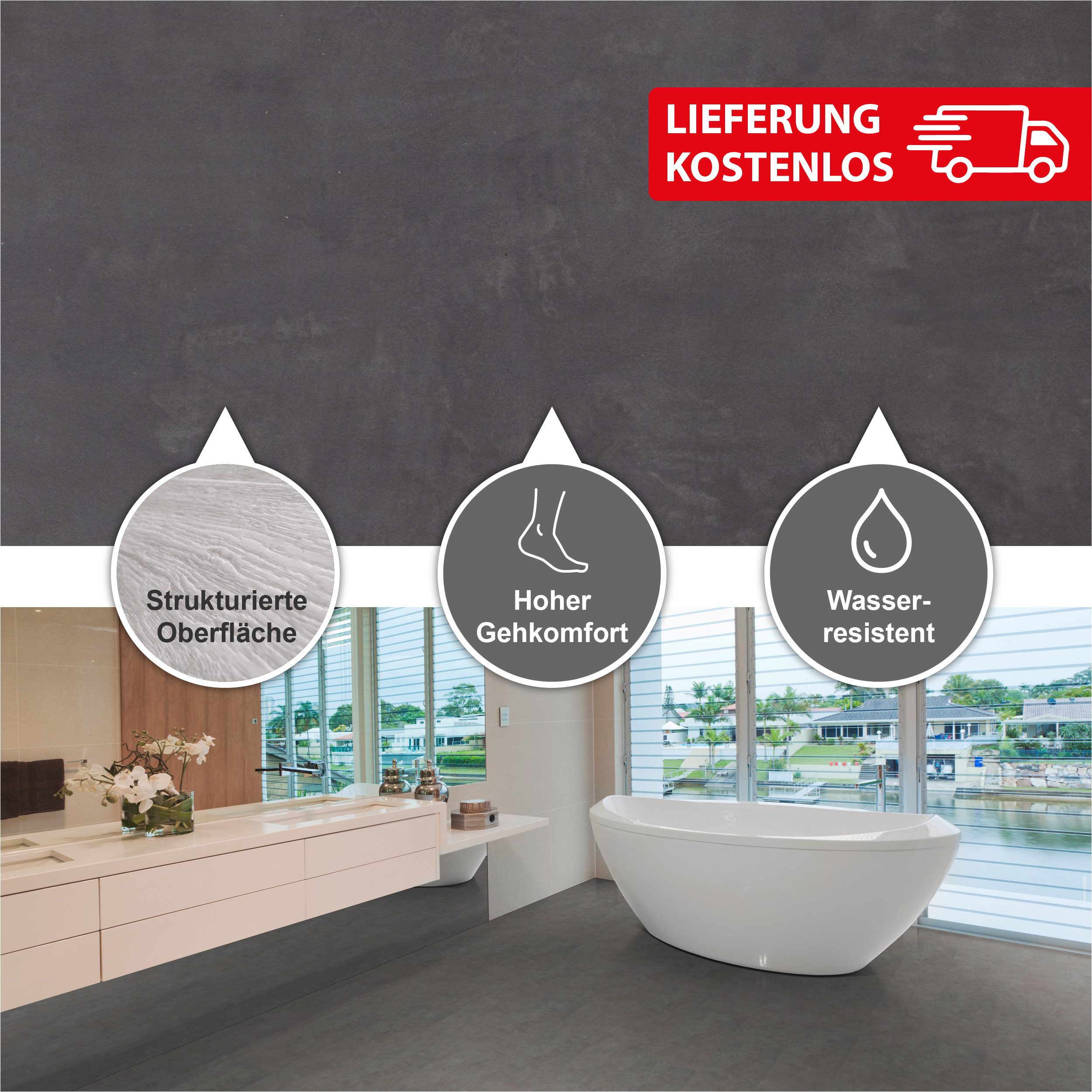 STARCLIC Designboden 605 x 304,8 x 5 mm Premium Klick-Vinylboden Steinoptik, Packung mit 1,84 qm, Versandkostenfreie Lieferung, Wasserfest mit Klicksystem, naturgetreue Oberfläche