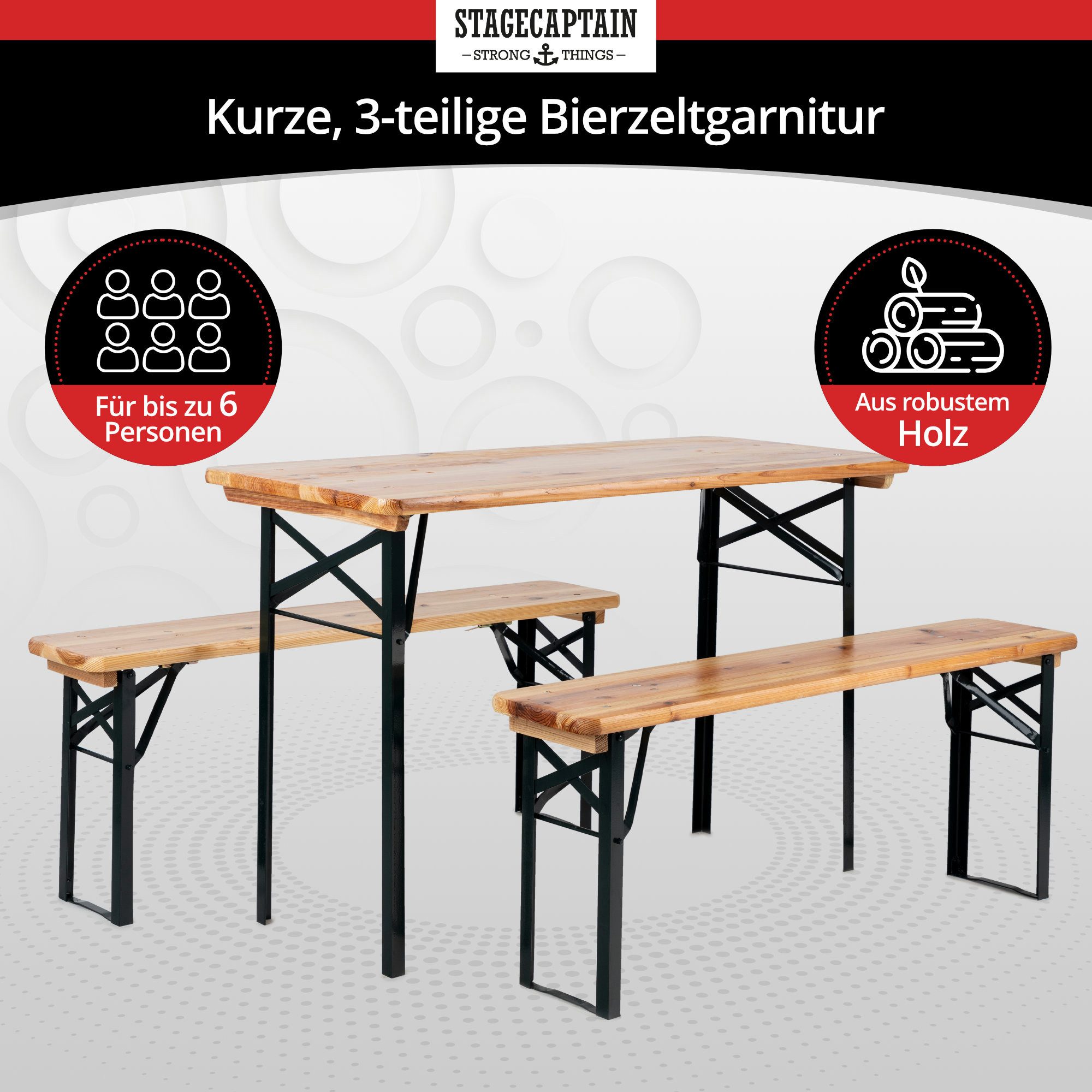 Stagecaptain Bierzeltgarnitur Hirschgarten BB-117 Sitzgarnitur 117 cm Länge günstig online kaufen