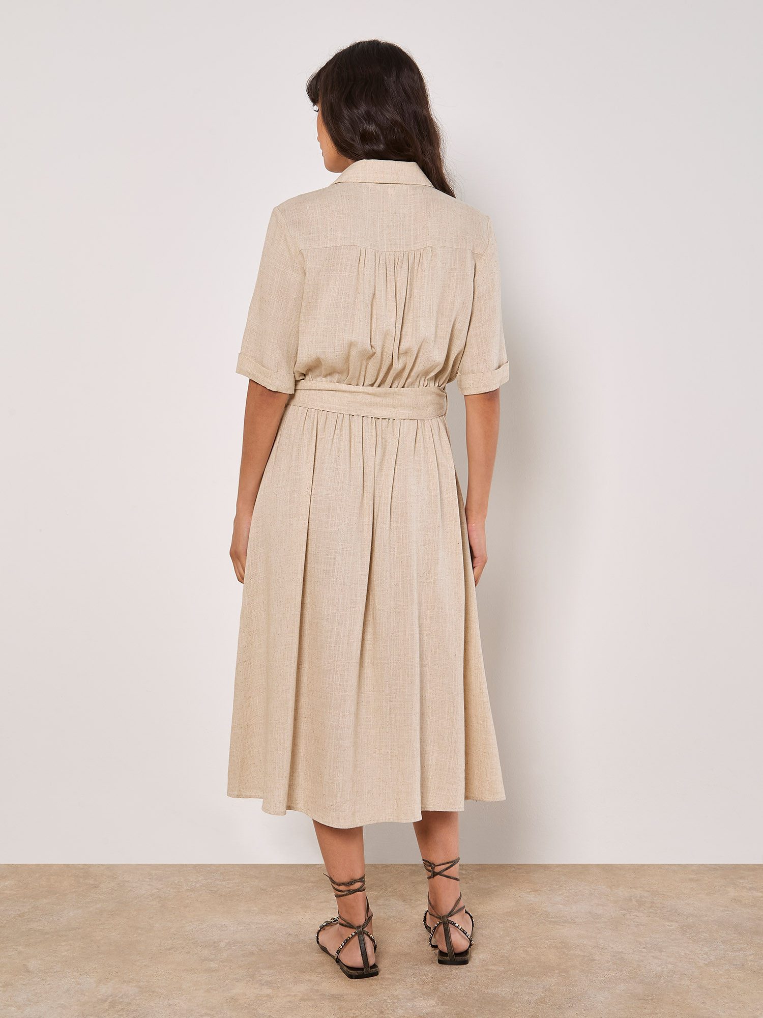 Apricot Sommerkleid Leinen-Hemdblusenkleid, (2-tlg., Stoffgürtel) mit günstig online kaufen