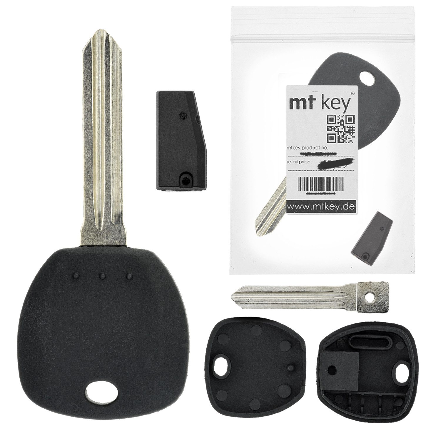 mt-key Schlüsseltasche Auto Zünd Schlüssel Rohling HYN14R + ID46 Transponder (Set), für Hyundai Tucson II El (09-15)