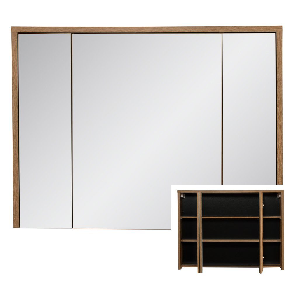 Lomadox Spiegelschrank HARLOW-56 Badezimmer 100 cm Eiche (Hunton-Oak), B/H/T: ca. 100/75/16 cm