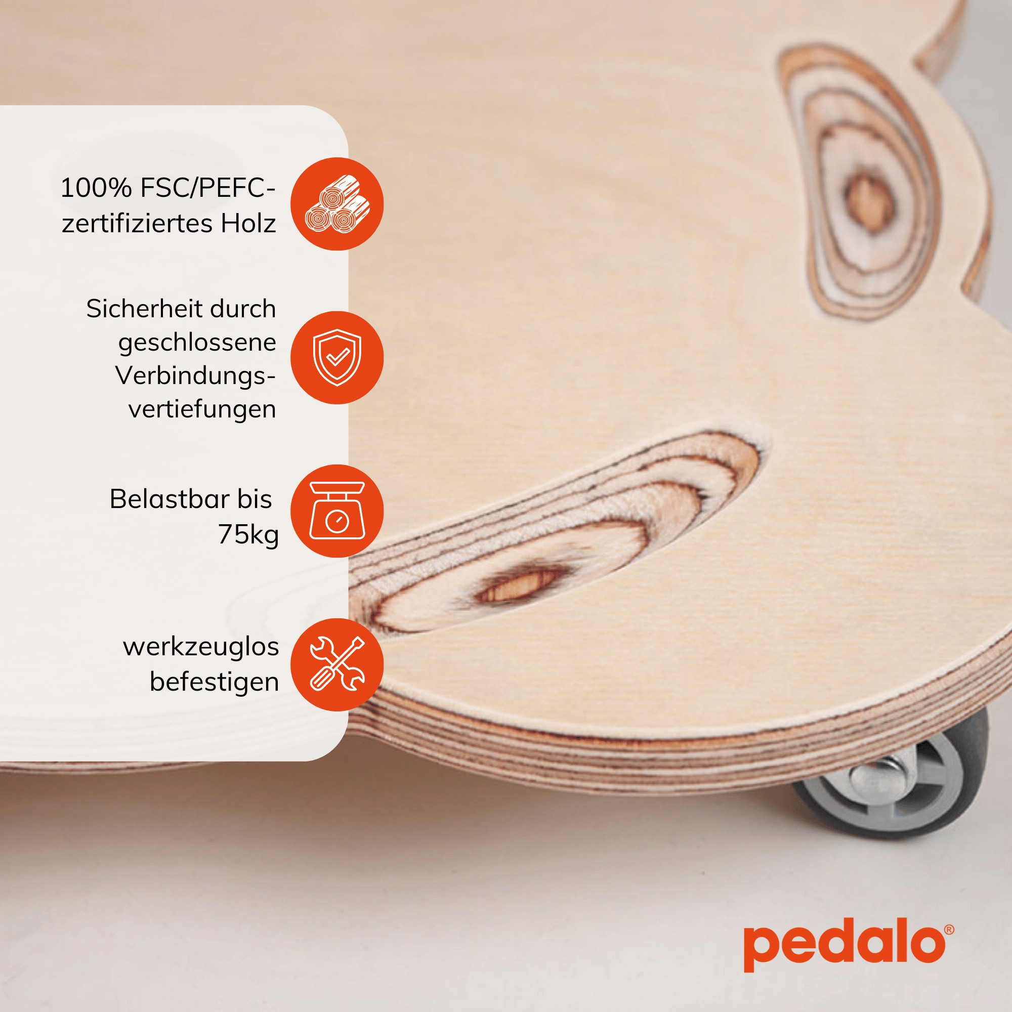 pedalo® Rollbrett Stapelbaustein Rollrutscher, (1 Rollbrett), passgenau zum Stapelstein® Original, ab 2 Jahren, extra niedrig