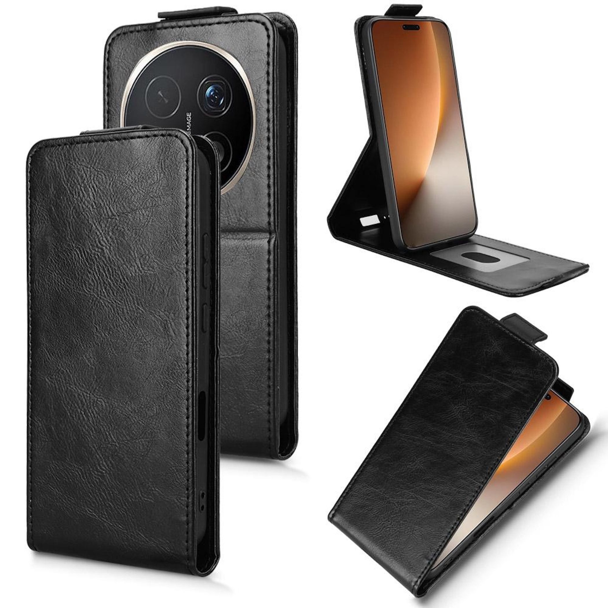 Wigento Smartphone-Hülle Für Honor Magic 8 Pro Magnetische Flip Kunstleder Schutz Hülle Schwarz, Magnetverschluss, Kartenfächer, Halterfunktion