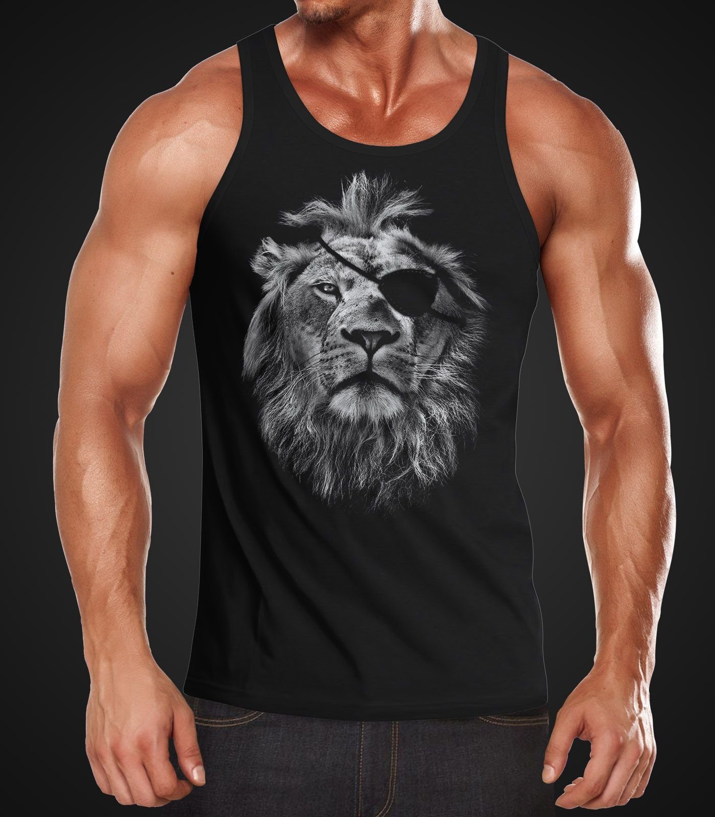 Neverless Tanktop cooles Herren Tank-Top mit großem Löwen Aufdruck Neverles günstig online kaufen
