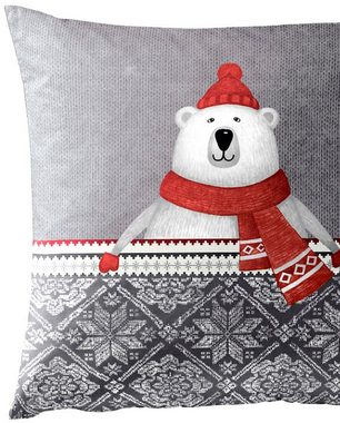 Bettwäsche Eisbären in Gr. 135x200 oder 155x220 cm, ideal für Weihnachten, BIERBAUM, Biber, 2 teilig, Biber kuschelig warm im Winter, Weihnachtsbettwäsche, Winter
