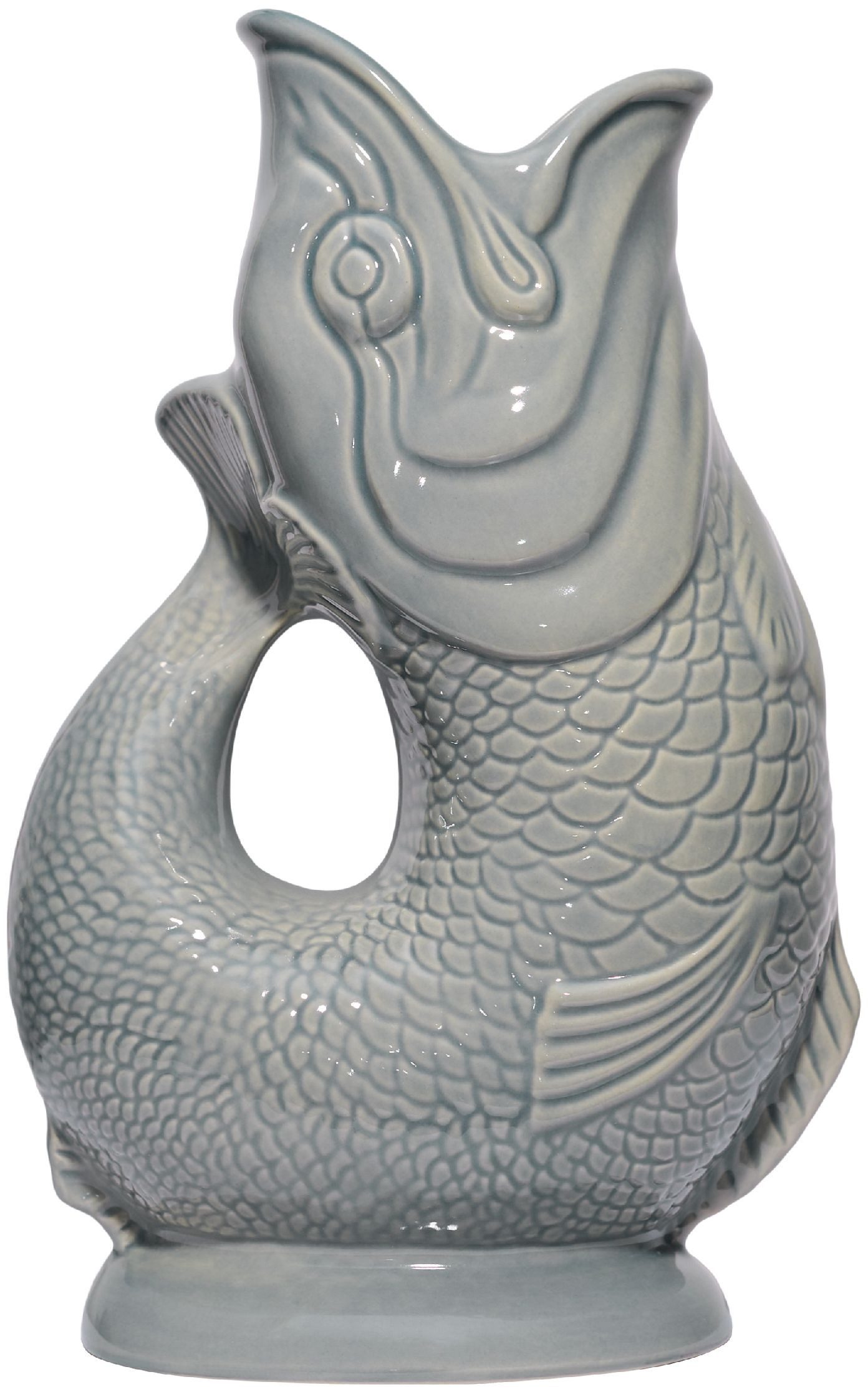 Gluckigluck Wasserkaraffe, (Original Gluggle Jug aus England), mit Gluckergeräusch, handgefertigt, ikonisches Fisch-Design, 1,2 L