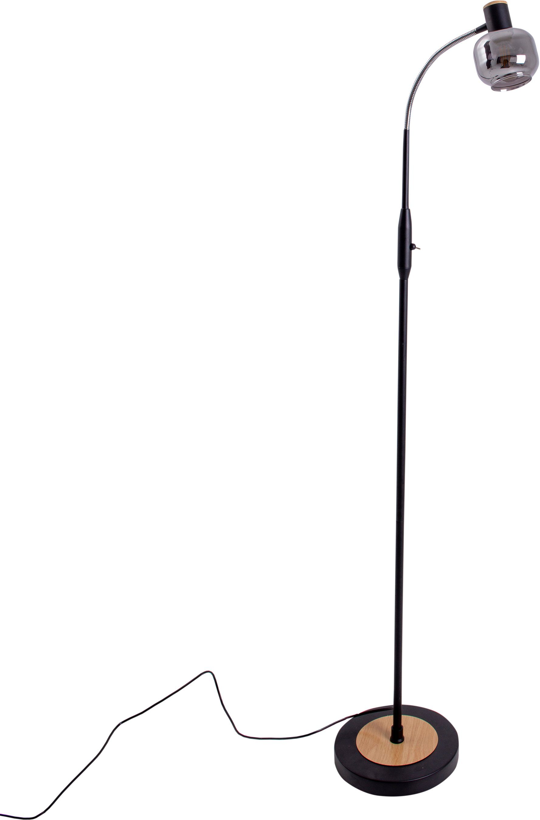 ohne Fumoso, dunkel Kippschalter 1xE14 getönt Glasschirm schwarz (rauchoptik) Stehlampe Leuchtmittel, näve