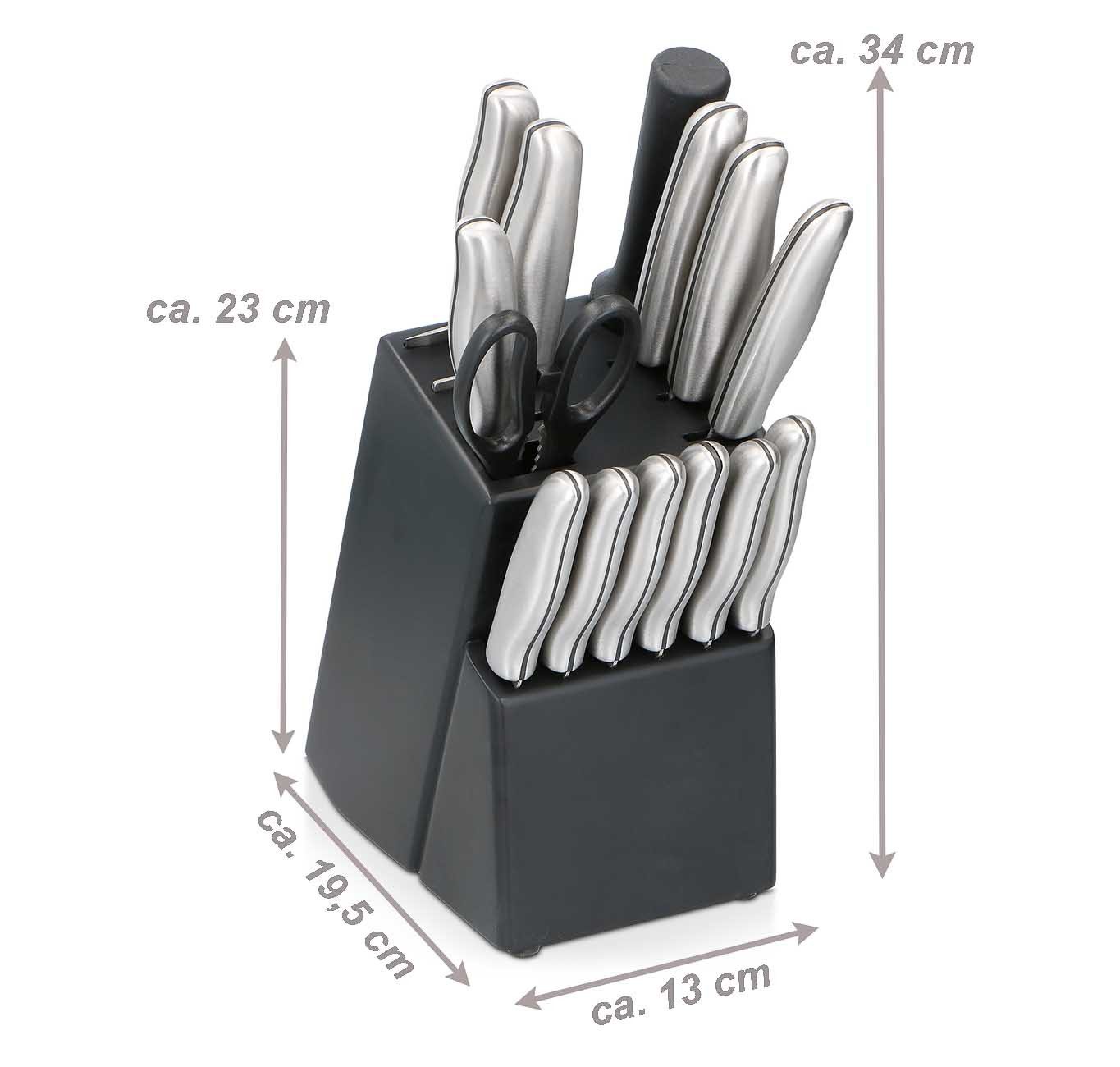 Alpina Messerblock Küchenmesser Set 15 teilig, Edelstahl Messer-Set