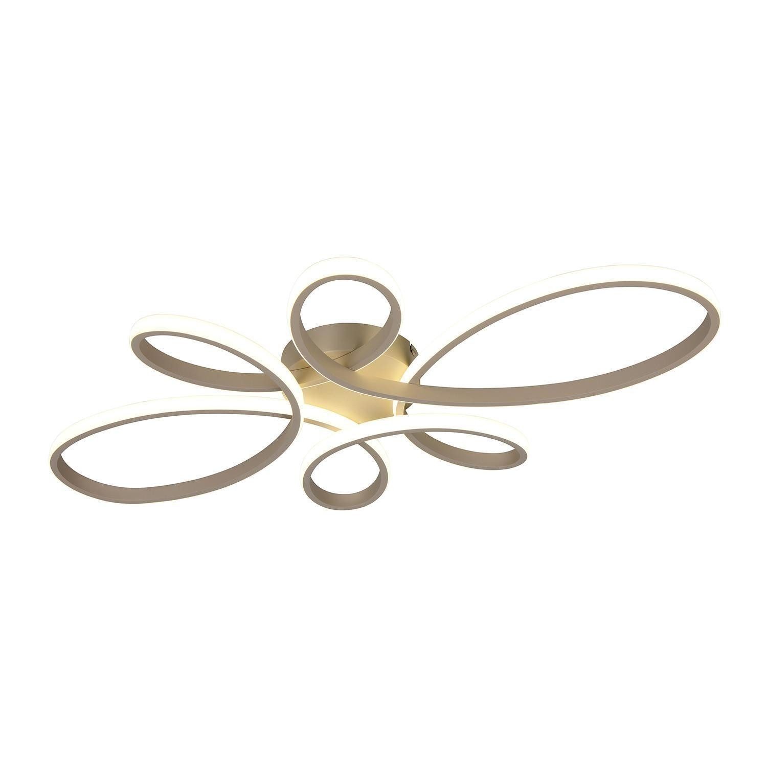 TRIO Leuchten LED Deckenleuchte FLY, Beige, Metall, Dimmfunktion, LED fest integriert, Neutralweiß, B 83 x H 7,5 x T 45,5 cm