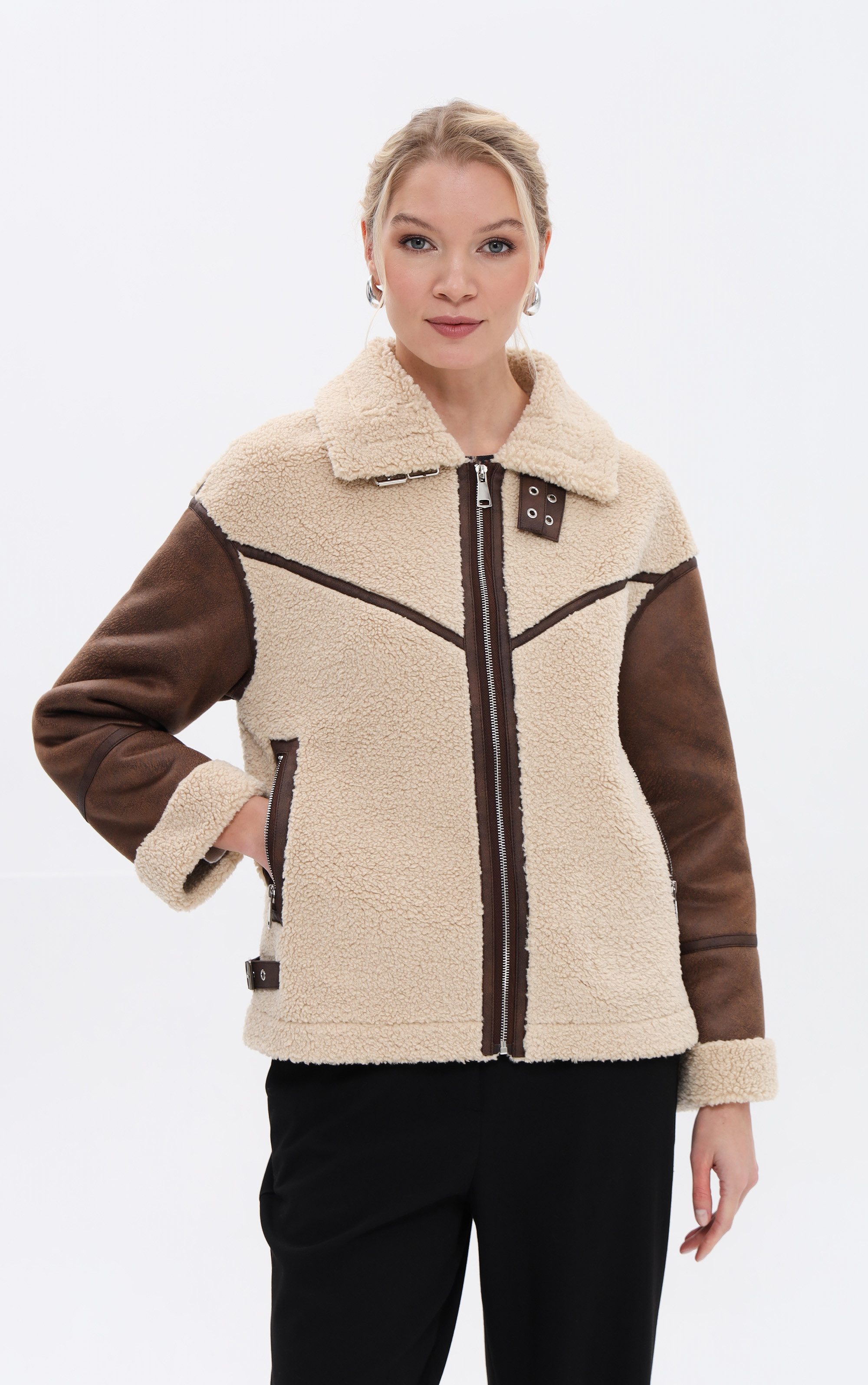 Passioni Pilotenjacke in Lammfelloptik günstig online kaufen