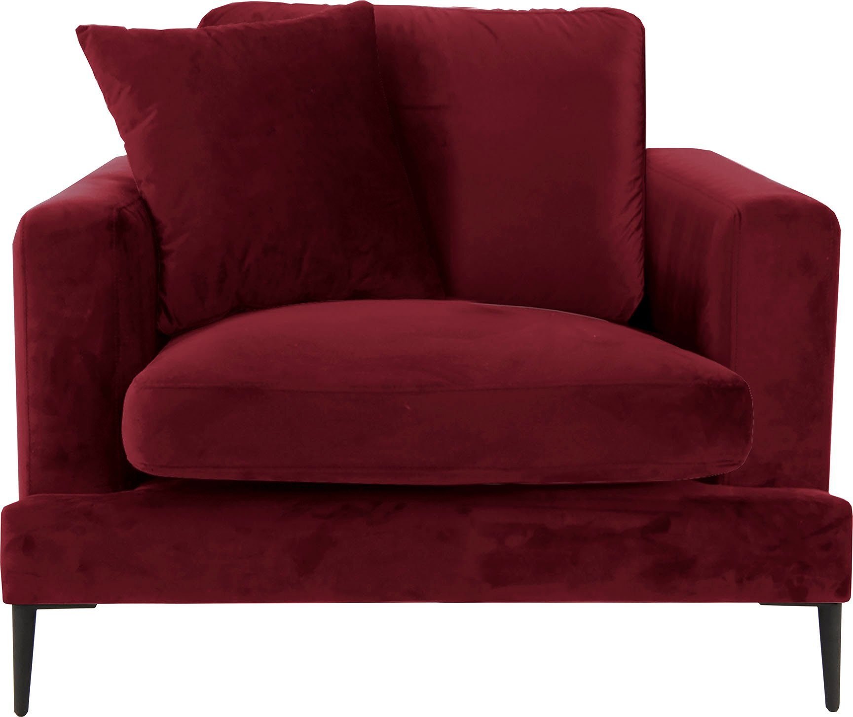 Leonique Sessel Cozy Loungesessel, Designersessel, Maße B/T/H: 91/97/80 cm, mit Metallbeinen und Zierkissen