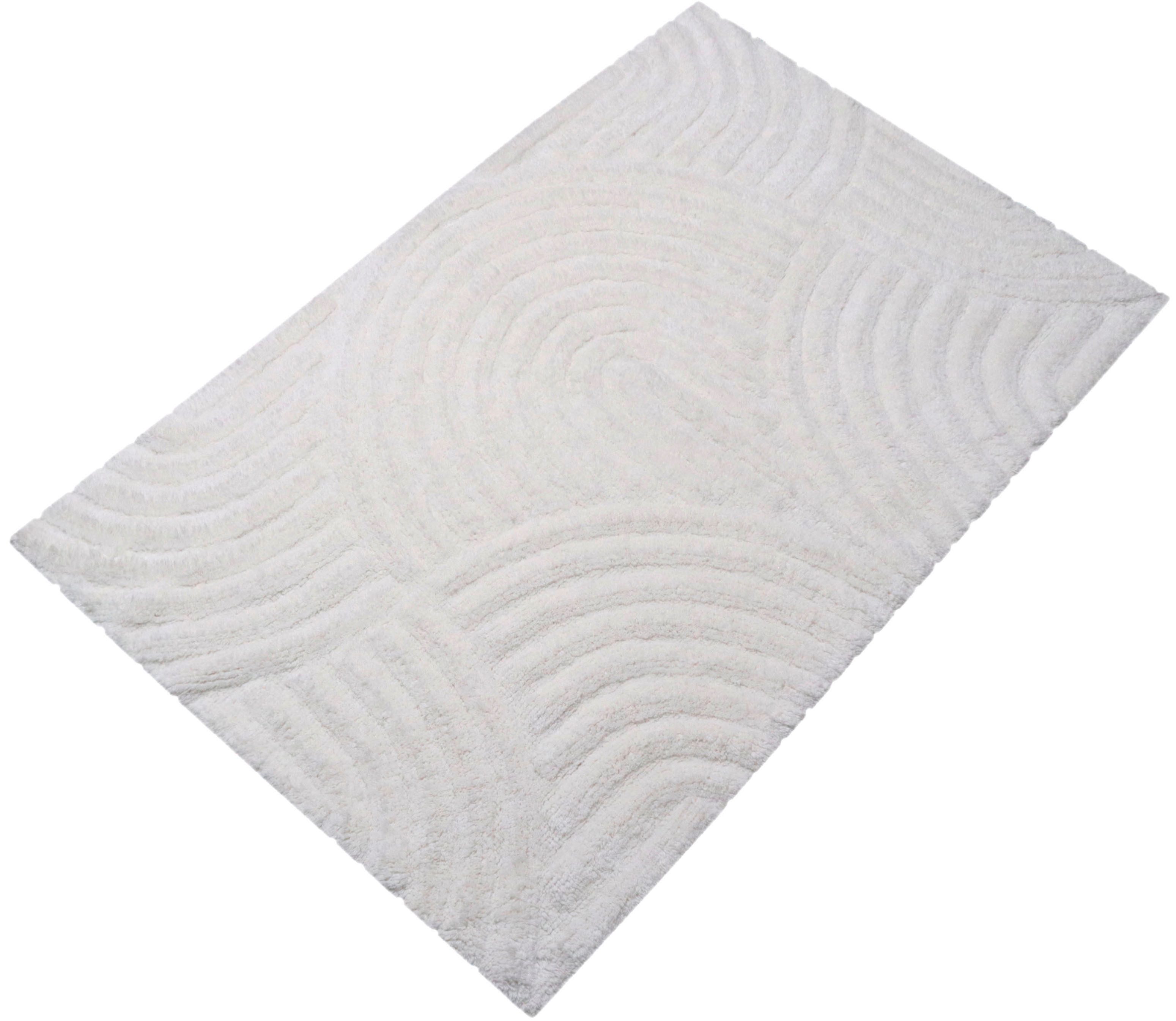 my home Badematte Juna, Badvorleger, Badezimmer Teppich, Zen, Scandi, Boho, Höhe 15 mm, rutschhemmend beschichtet, fußbodenheizungsgeeignet, Baumwolle, rechteckig, Baumwolle, Hoch-Tief-Effekt, weich