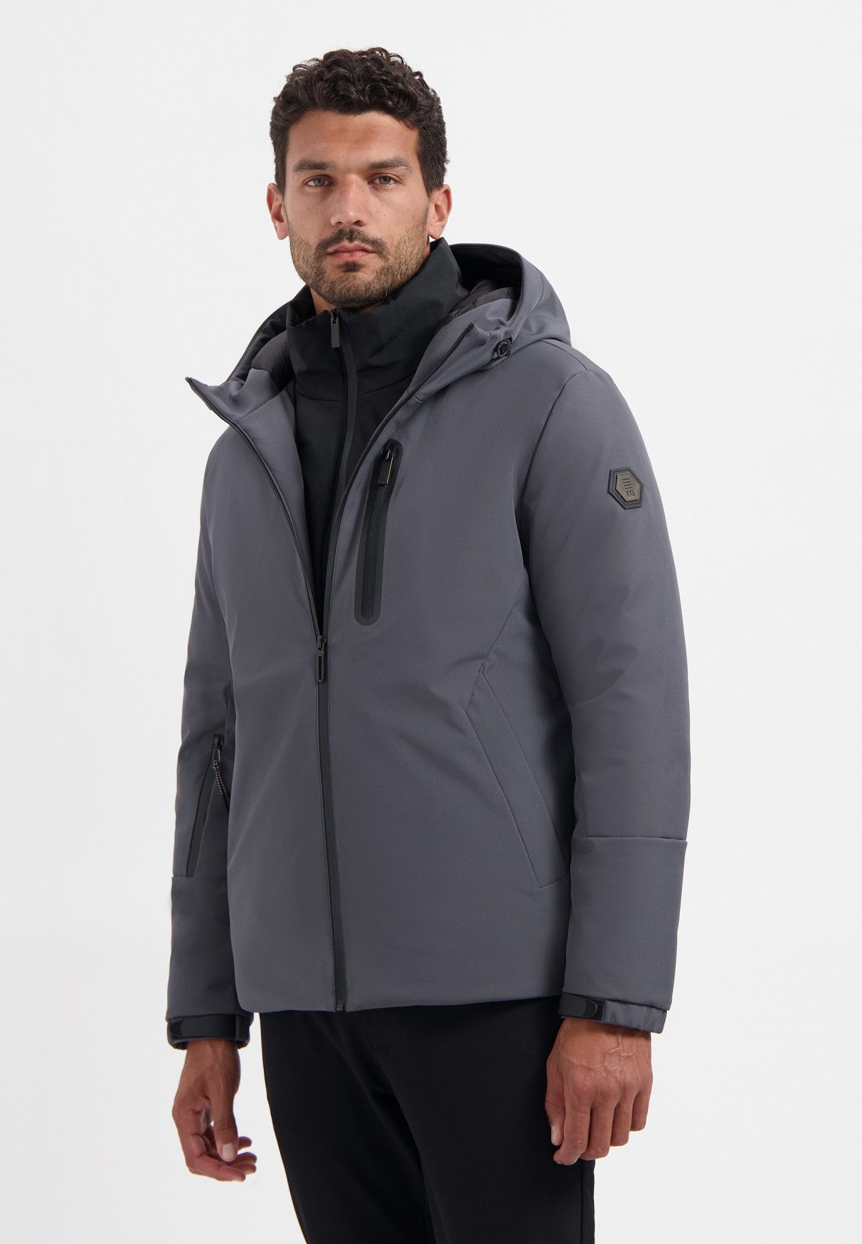 NO EXCESS Steppjacke No Excess Beschichtete Kapuzenjacke KAI Jacket