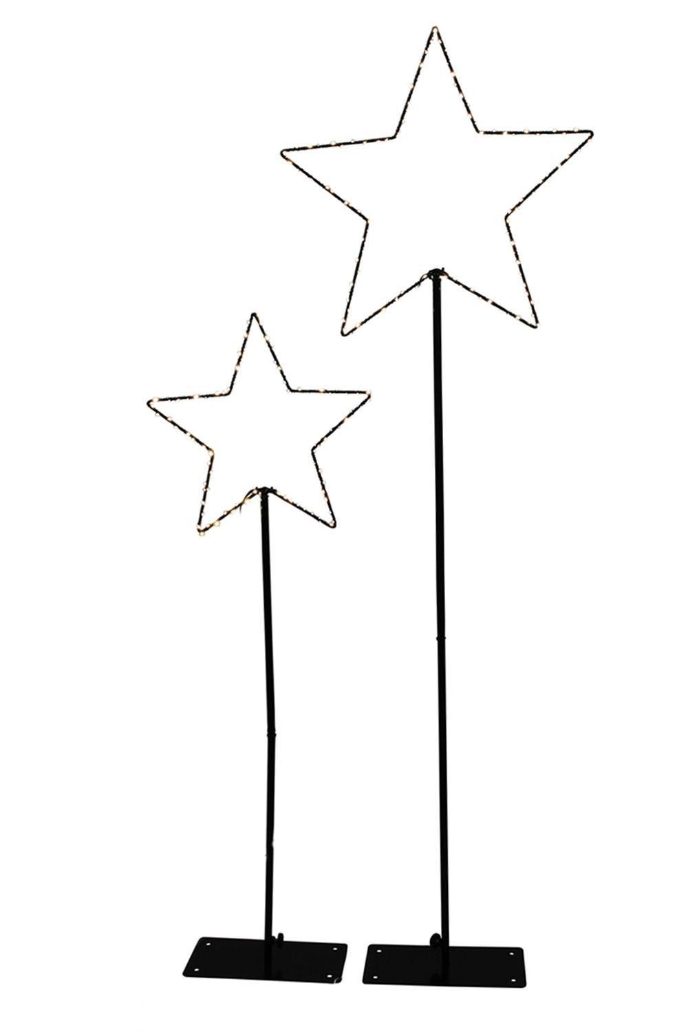 HIT Trading LED Stern 2-teilig BURRY, Schwarz, Metall, LED fest integriert