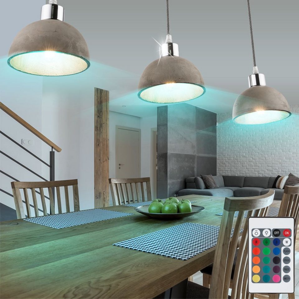 etc-shop LED Pendelleuchte, Leuchtmittel inklusive, Warmweiß, Farbwechsel,  Hänge Lampe Fernbedienung Beton Beleuchtung Decken Leuchte