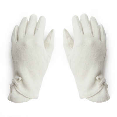 Sonia Originelli Strickhandschuhe Schmaler Damenhandschuh aus Wolle mit Zierschleife Schmal geschnitten
