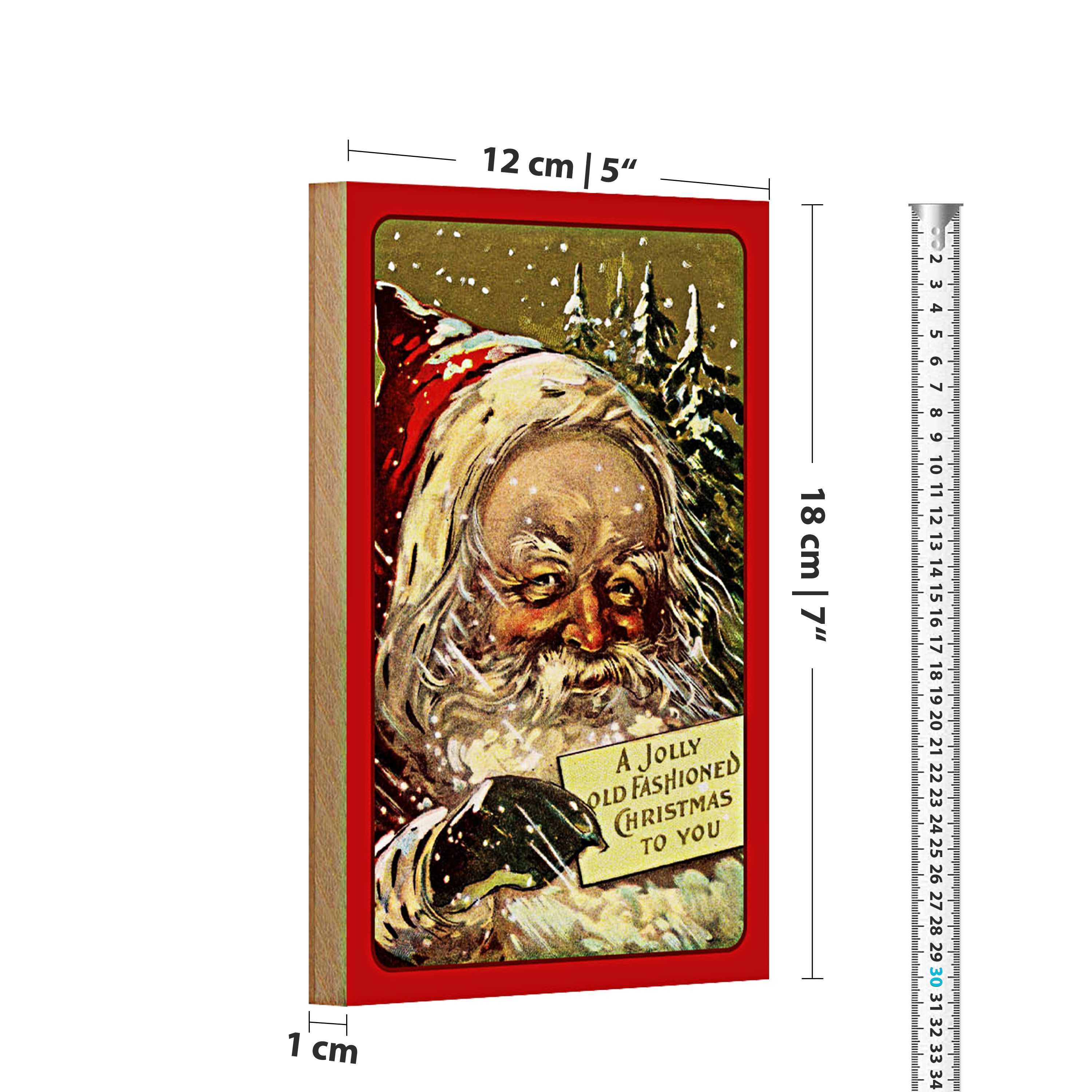 Roomando Holzbild Weihnachtsmann Winter Schnee Christmas 12x18cm