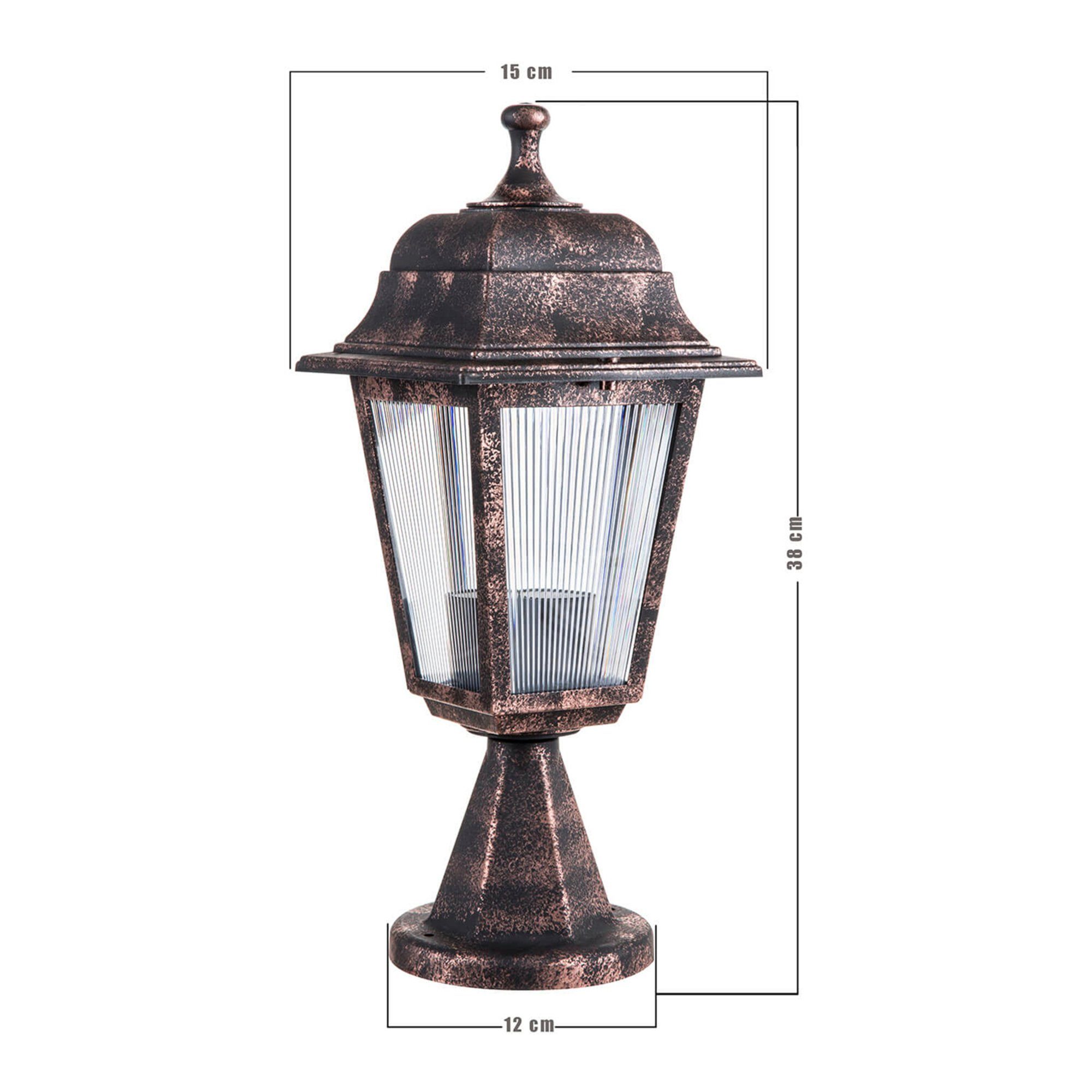lux.pro Außen-Stehlampe, ohne Leuchtmittel, stehend 15 »Ipswich« 1xE27 cm Kupfer x Gebürstetes Gartenlaterne 38