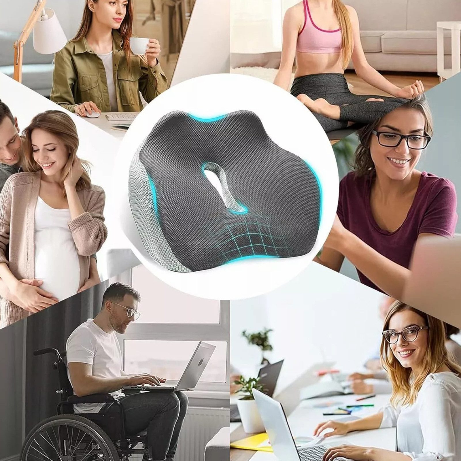 OKWISH Sitzkissen Ergonomisches 3D Sitzkissen Orthopädisch Bürostuhl Kissen günstig online kaufen