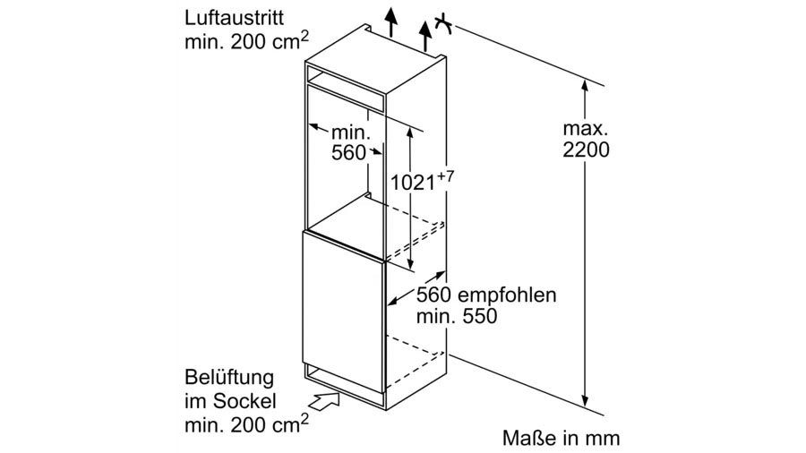 breit KI1311SE0, NEFF 30 102,1 cm hoch, cm Einbaukühlschrank 54,1 N