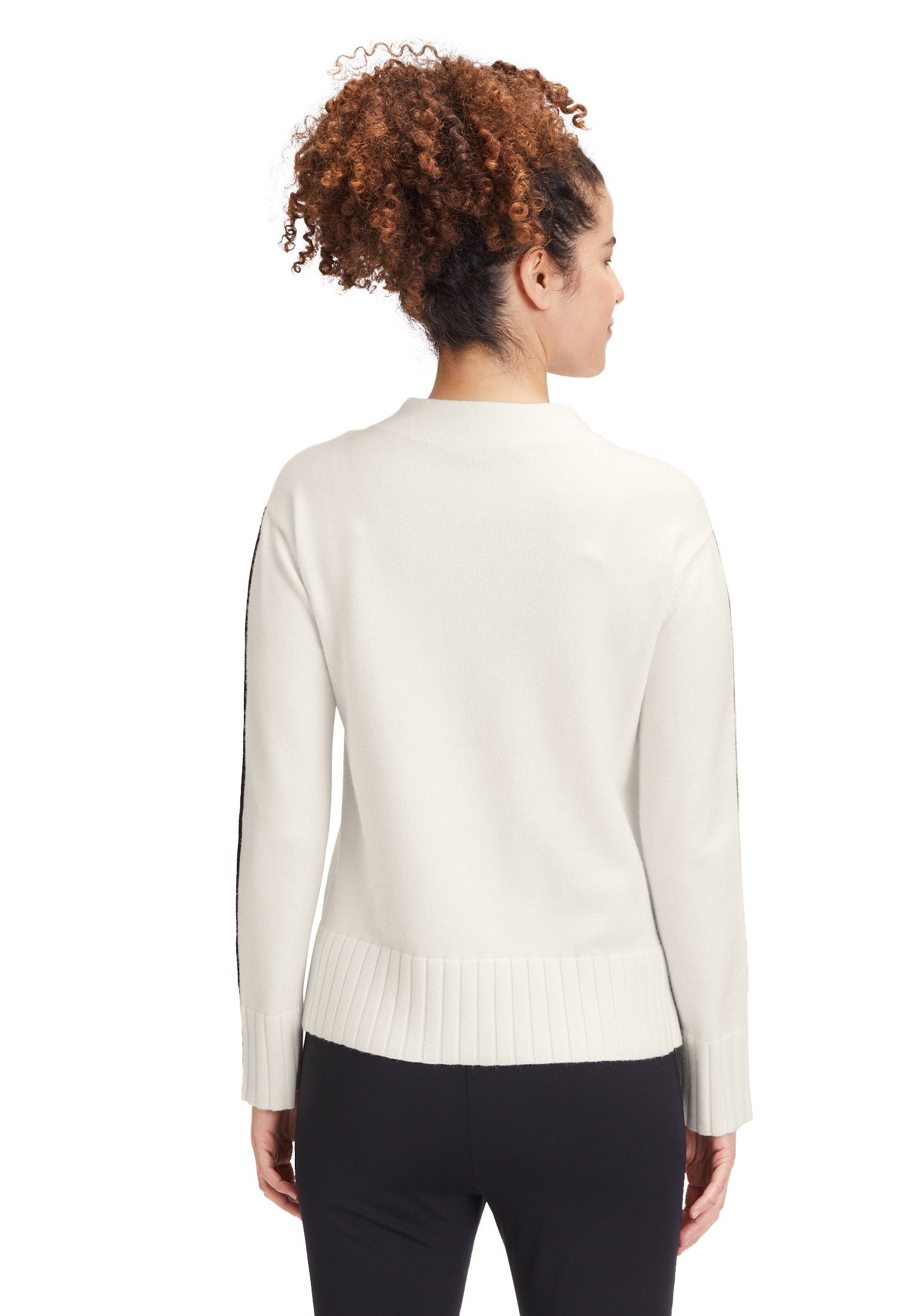 Barclay Kragen Strickpullover Betty Cream/Black (1-tlg) Patch Biese mit