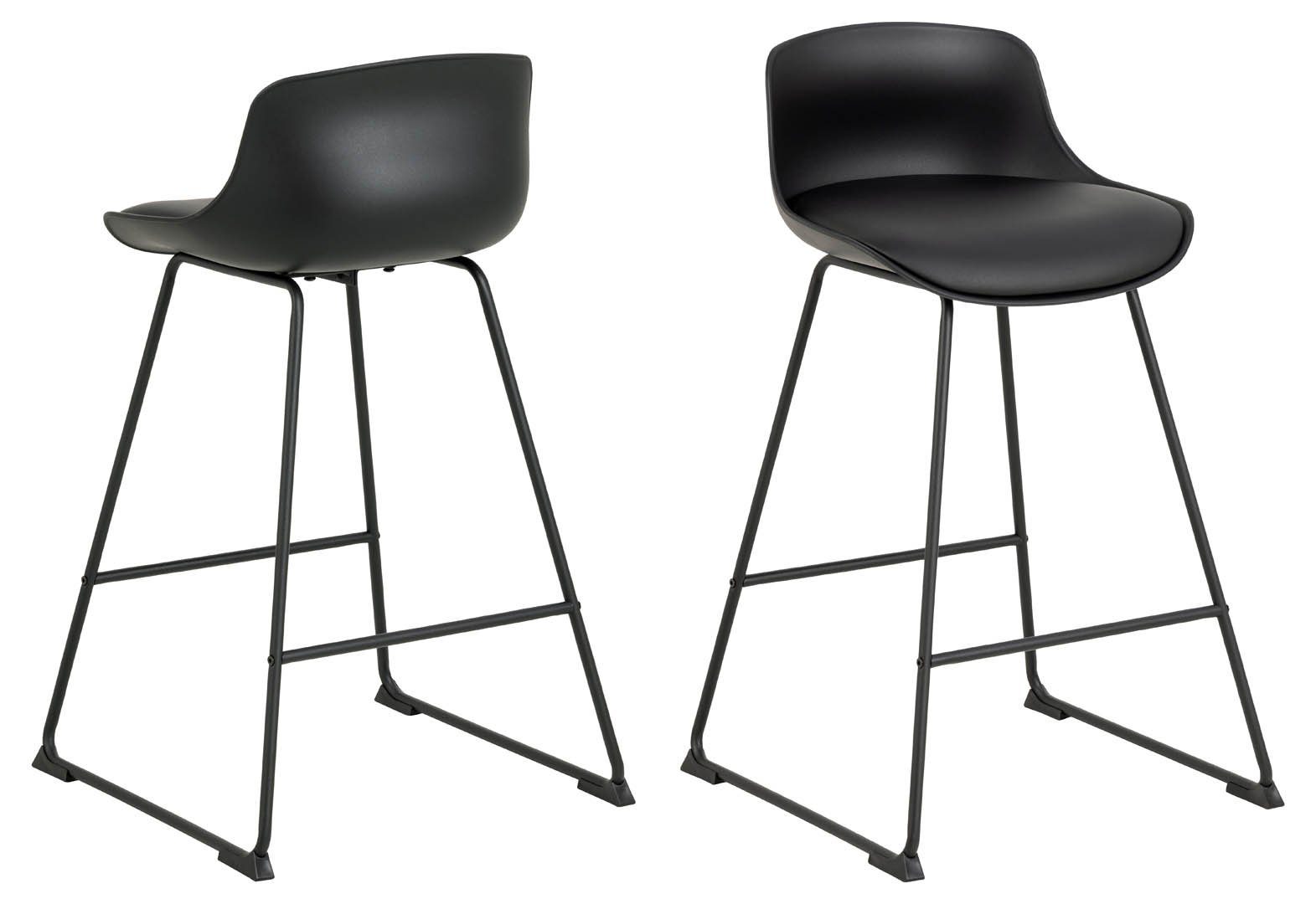 Barhocker 2er Set Tina Barhocker PU Kunstleder schwarz.