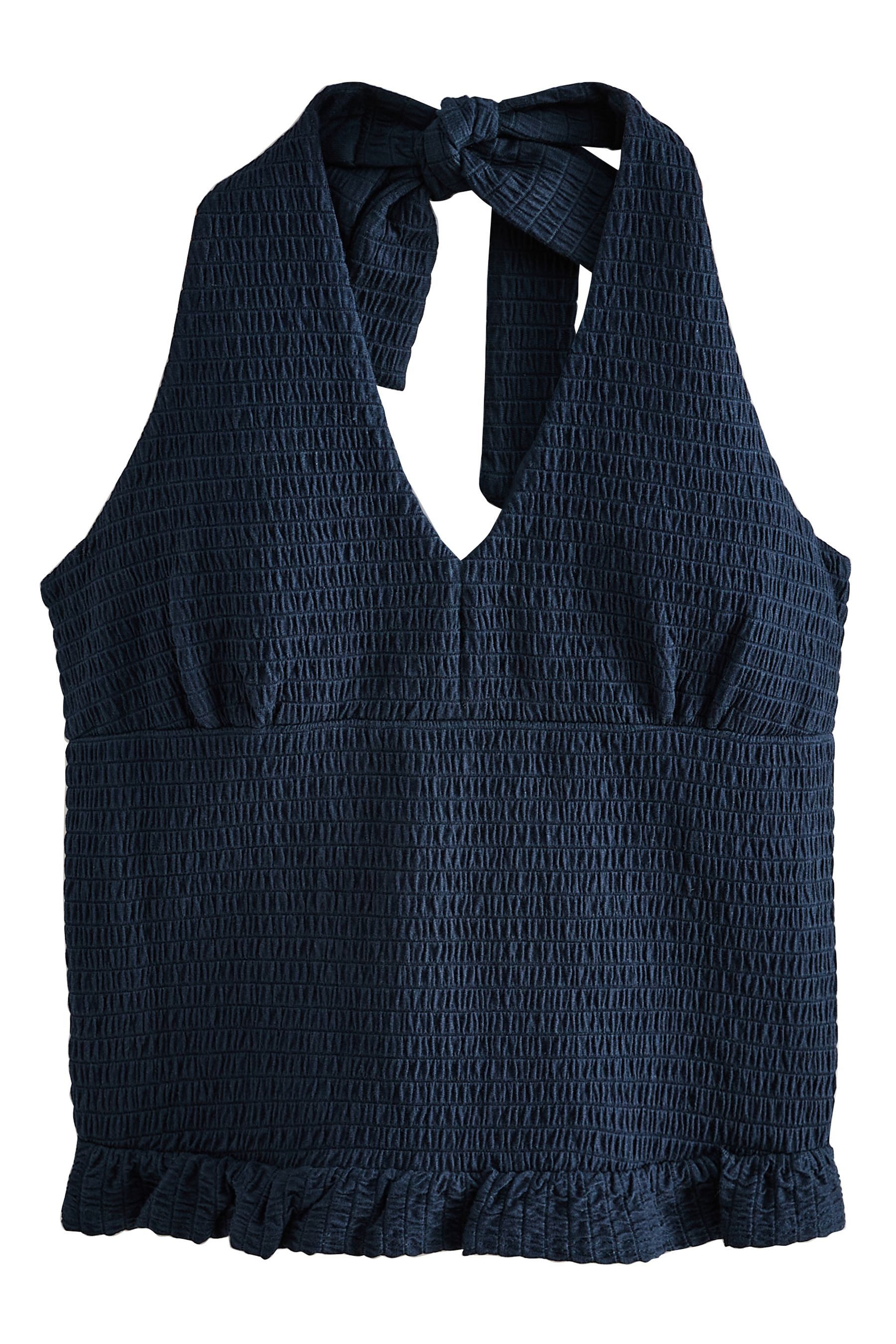 Next Kurzarmbluse Ärmelloses, gerafftes Neckholder-Oberteil (1-tlg)
