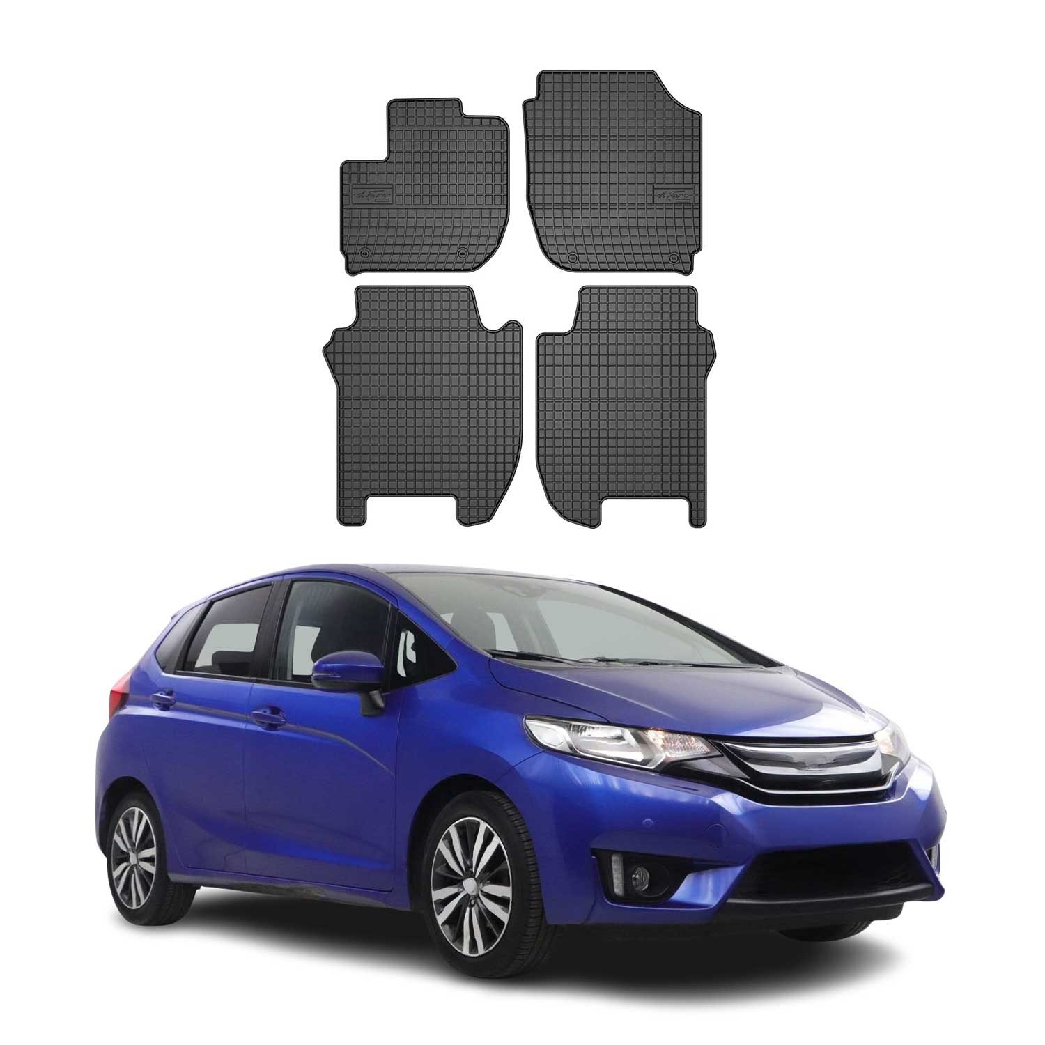 OMAC Auto-Fußmatten für Honda Jazz 2013-2020 Gummimatten Schwarz 4 tlg (4 St), für Honda Jazz 2013-2020 Honda Jazz 2013-2020, Antirutsch,Wasserfest,Einfache Installation
