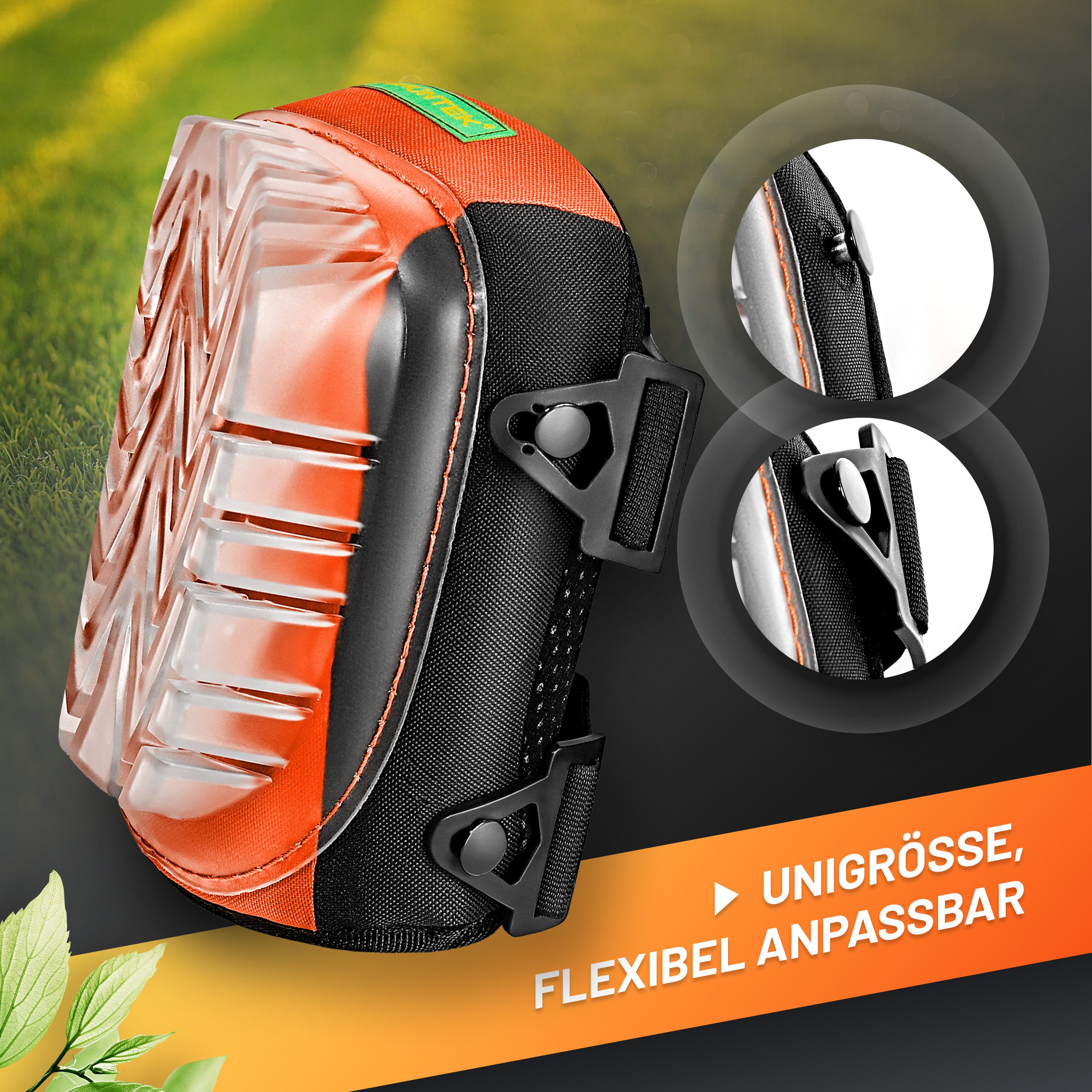 GRÜNTEK Knieprotektor Kniepolster mit Kunststoff-Hartschalen, 2 Strips, Kniekissen (Set, 2-tlg., 2-tlg. für Garten Handwerk Zuhause, Fliesen Laminat Parkett ver – Bild 5 von 5