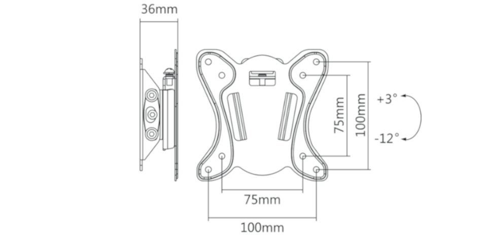 Maclean bis mm, 25 TV-Wandhalterung, -12 ° MC-715 kg, 36 75/100 3 + mm) (zu °, mm, 75/100