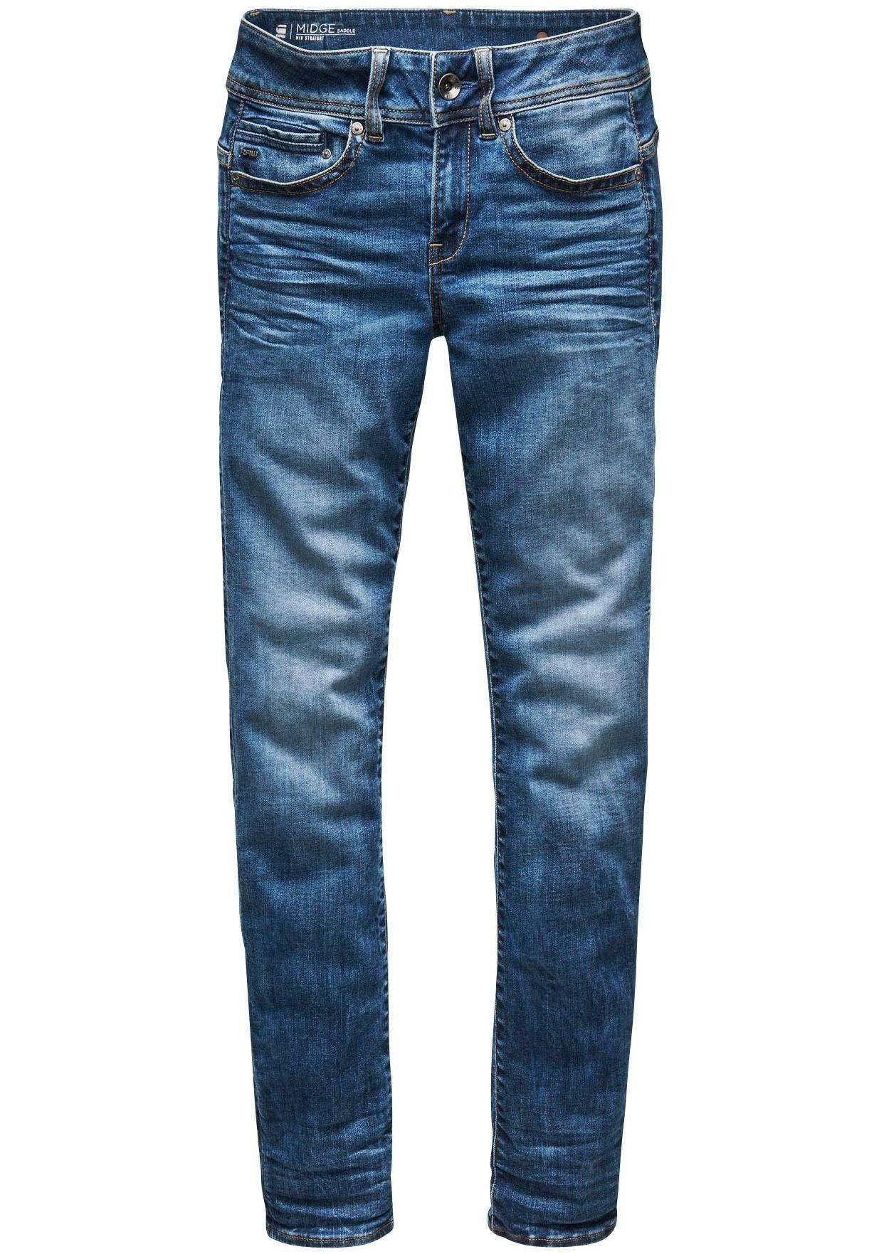 G-Star Mid Used-Effekten Wmn mit RAW Slim-fit-Jeans Straight Midge