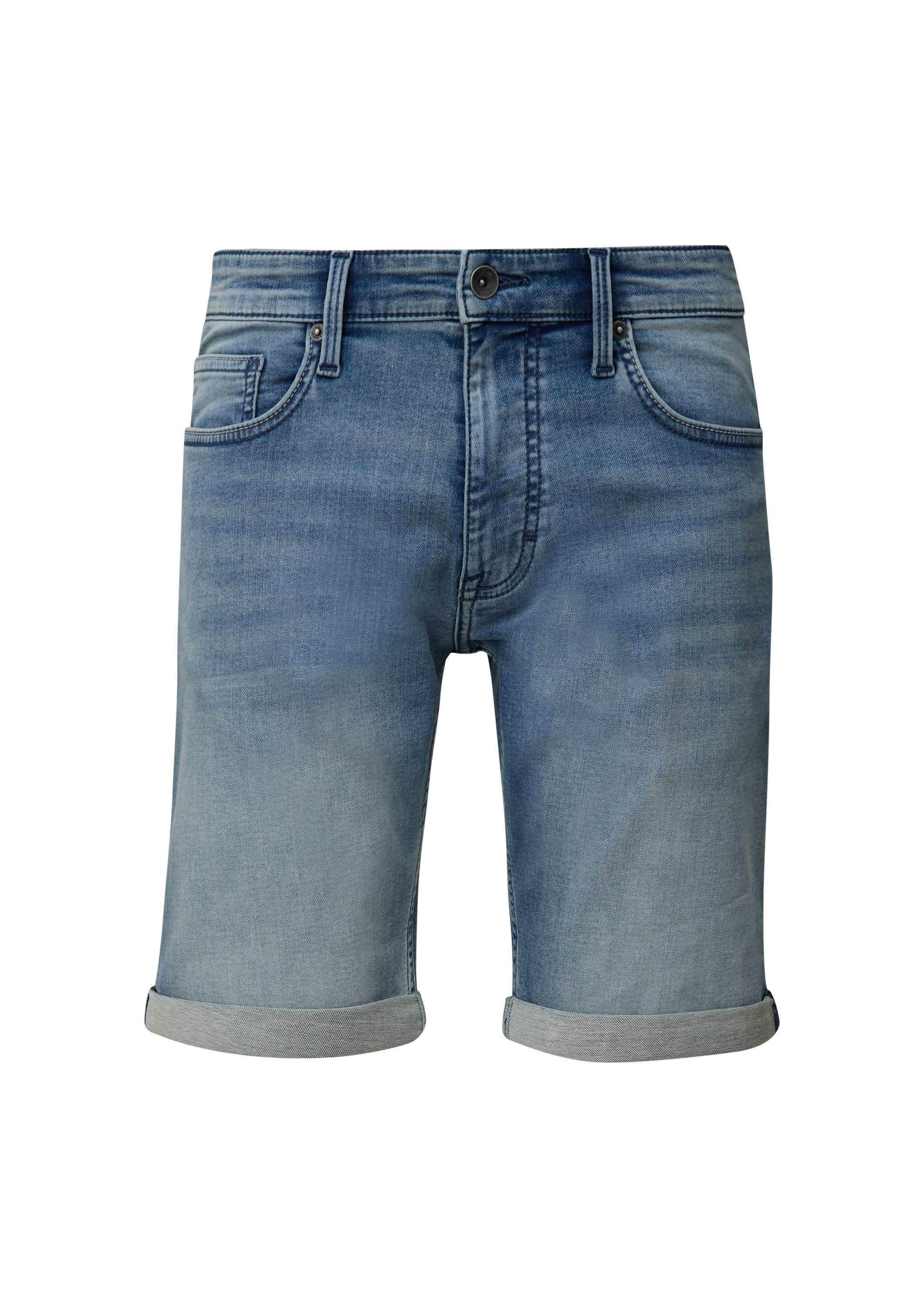 QS Jeansshorts Jeans-Hose JOHN Denim-Shorts mit fixiertem Umschlag