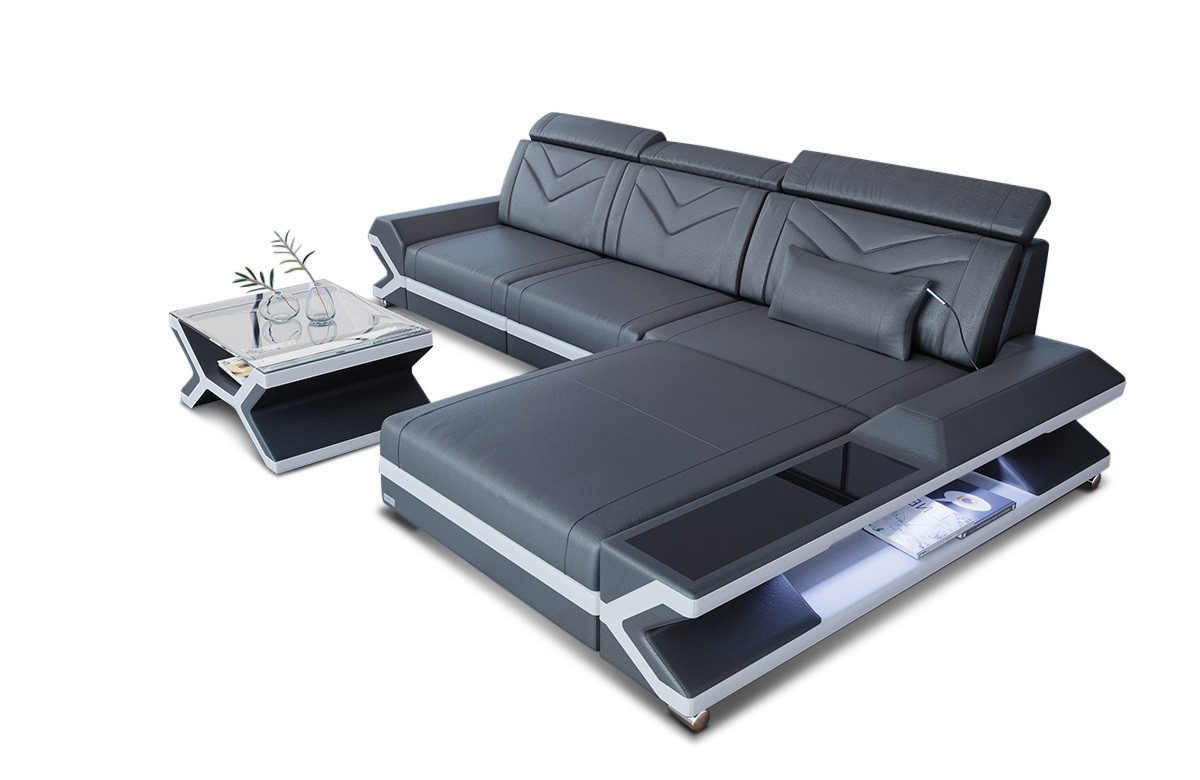 Sofa Dreams Ecksofa Leder Couch Sofa Napoli L Form Ledersofa, mit LED, wahl günstig online kaufen