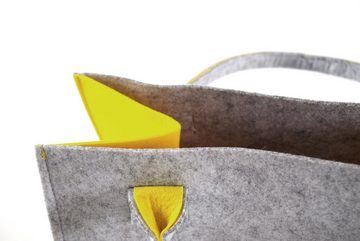 Kobolo Einkaufsshopper Filztasche hellgrau mit gelben Seiten 35x20x30 cm, 20 l