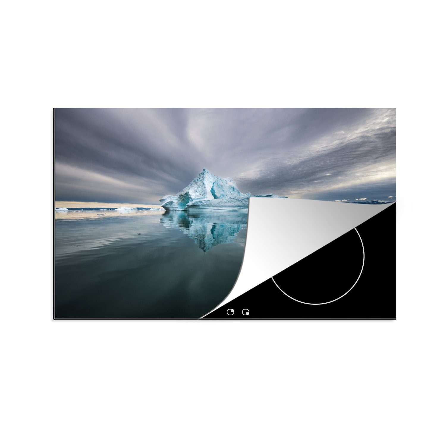 MuchoWow Herdblende-/Abdeckplatte Eisberg küche, (1 cm, Vinyl, Grönland, Schutz in tlg), der Induktionskochfeld Ceranfeldabdeckung für 81x52 Diskobucht, die