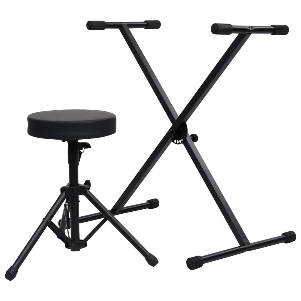 Schlagzeughocker Keyboardständer und Hocker Set Schwarz