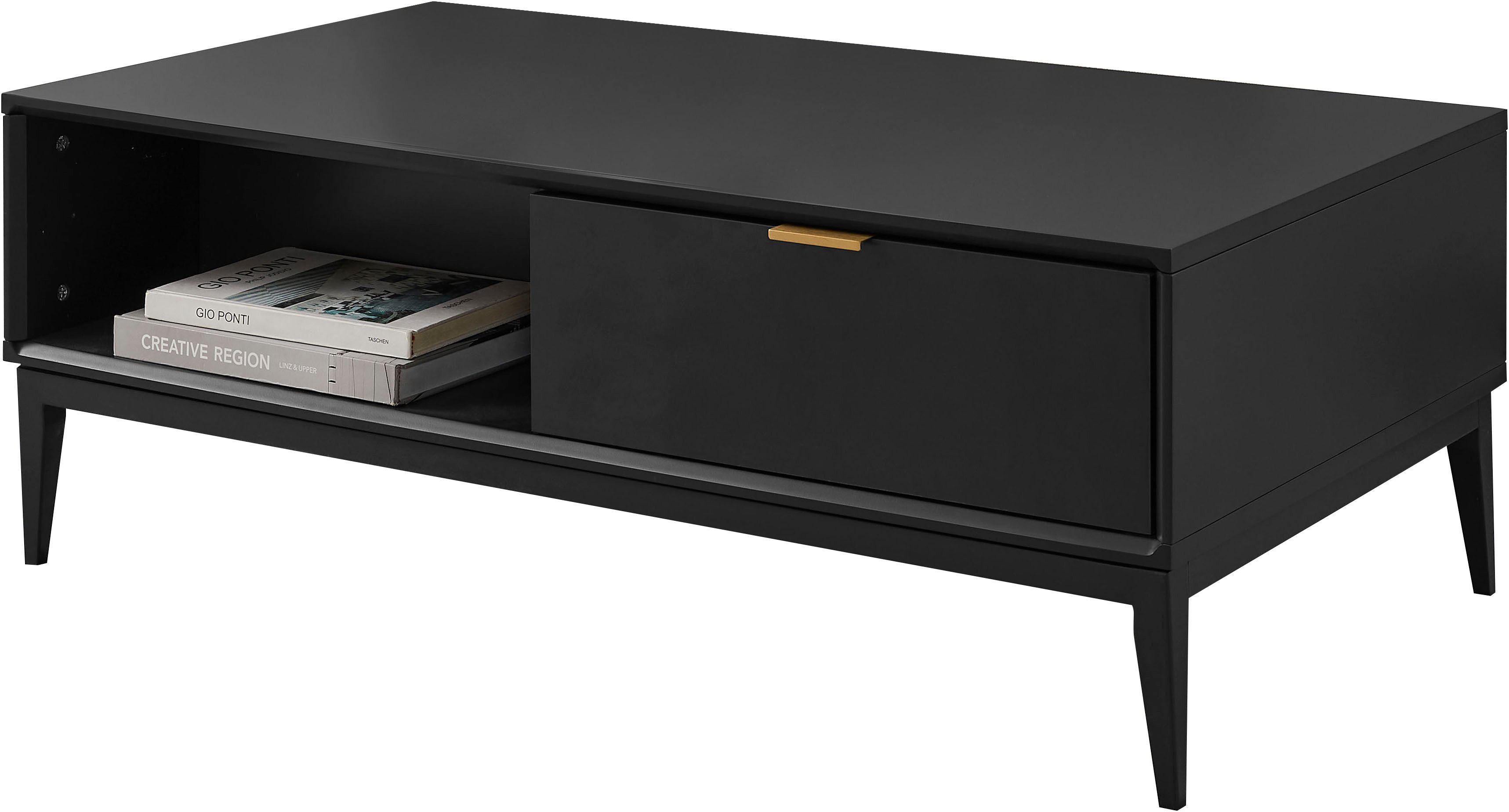 Leonique Couchtisch Lavisha, Keramikplatte, Eisengestell und FSC-zertifiziertes Holz, Breite 110 cm