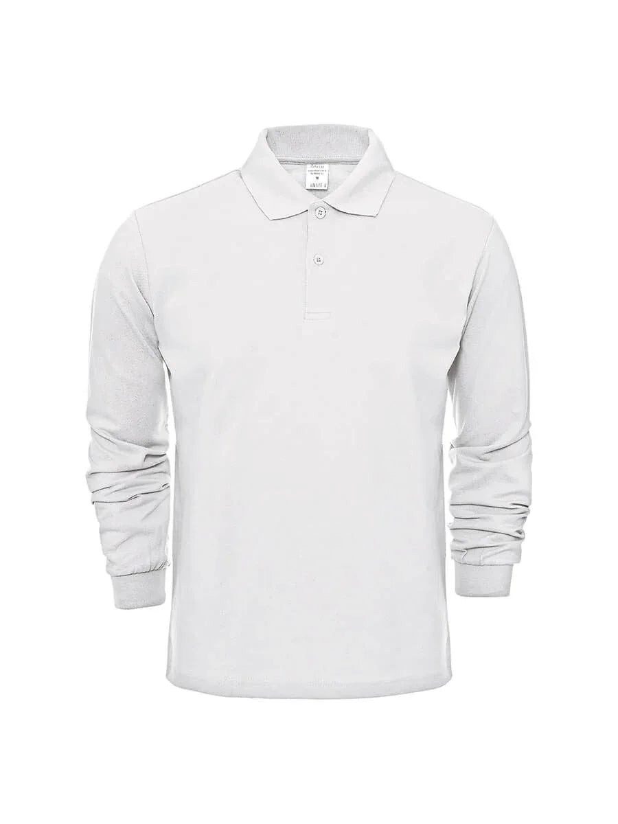 Langarm-Poloshirt Herren Langarm Polo-Shirt Weiß – ISMONT 01 M066-11