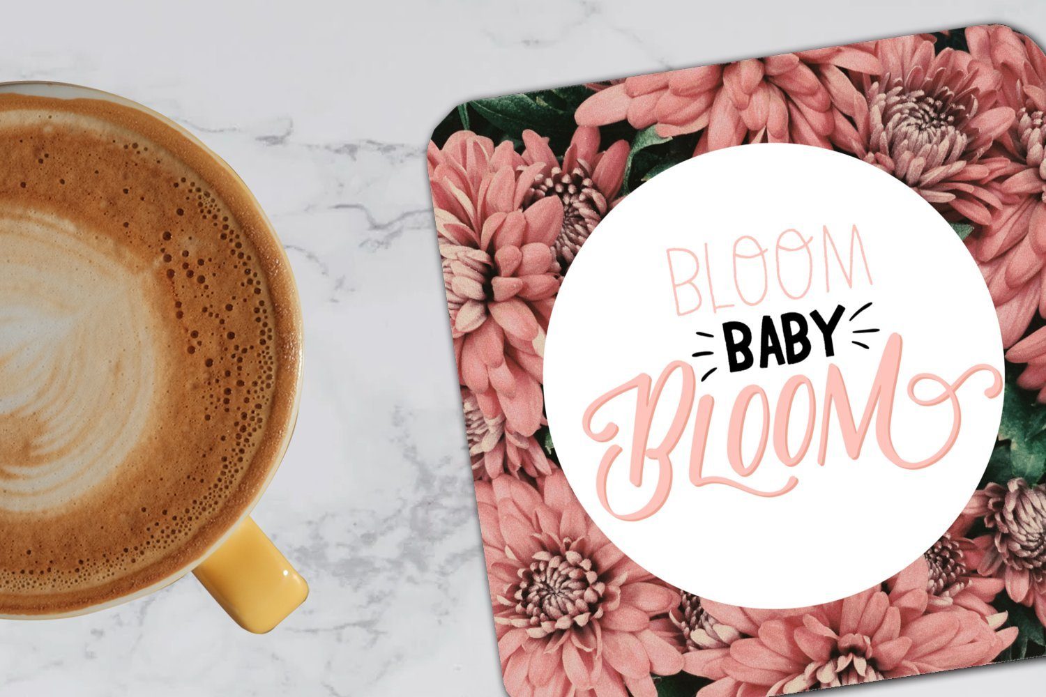 MuchoWow Gläser, 6-tlg., Untersetzer, für bloom' Korkuntersetzer, baby 'Bloom Sprichwörter Glasuntersetzer, Zitate, - Glasuntersetzer Tischuntersetzer, - Zubehör Tasse