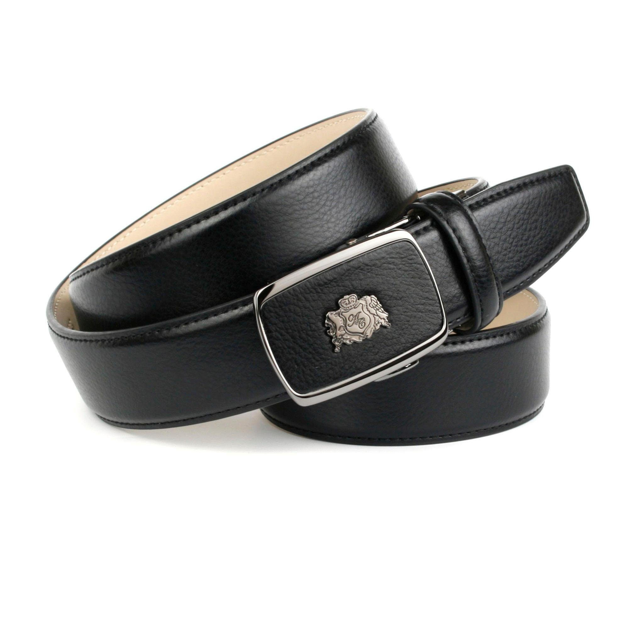 Anthoni Crown Ledergürtel mit silberfarbenem Metallwappen günstig online kaufen