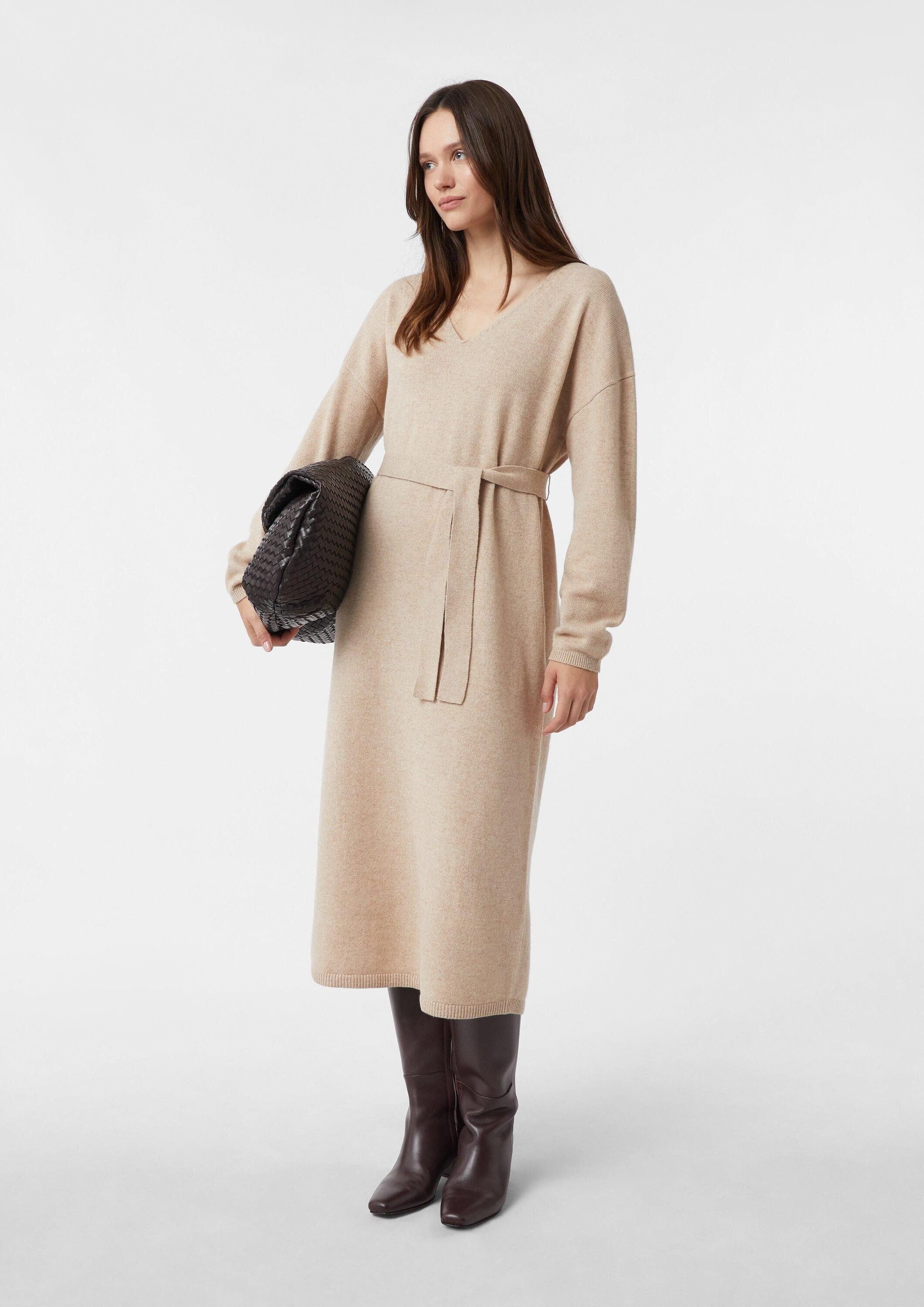 comma Maxikleid Kleid Midi-Kleid aus Wollmix im Relaxed Fit