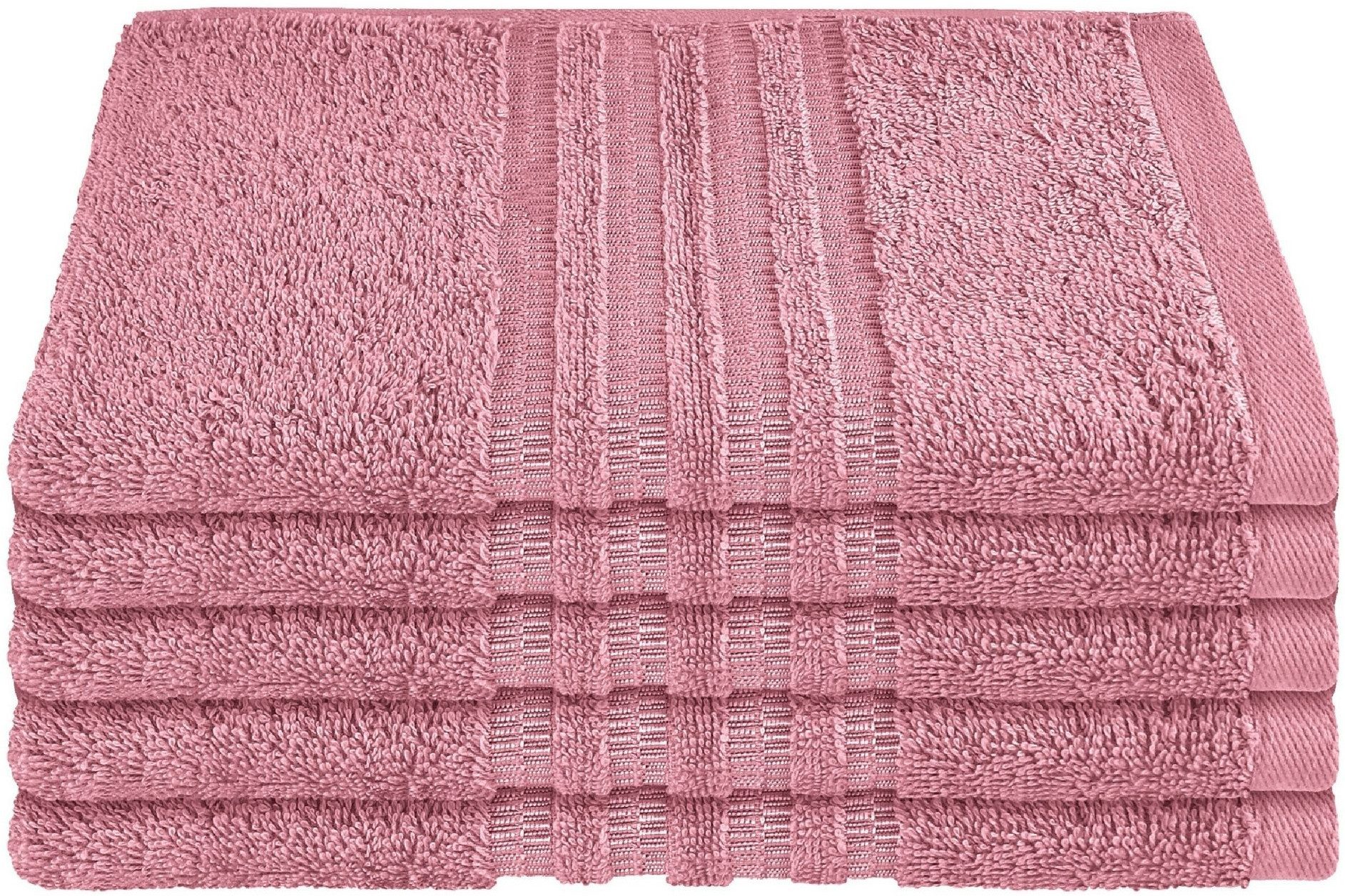 Schiesser Gästehandtücher Milano aus 100% Baumwolle mit eleganter Bordüre in Hoch-Tief-Optik, Frottier (Set, 5-St), OEKO-TEX® MADE IN GREEN