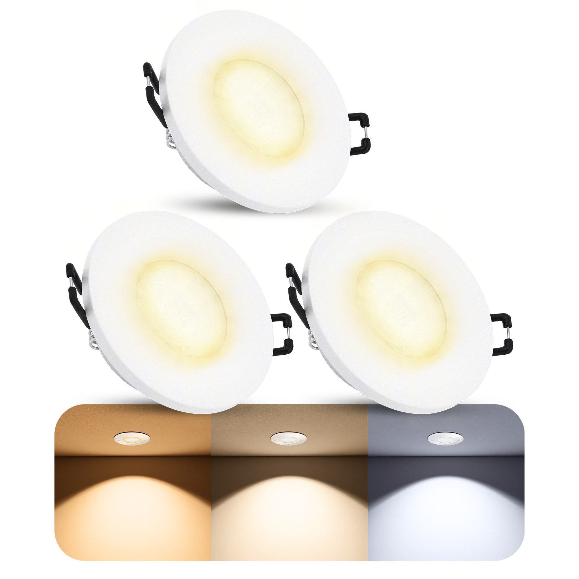SSC-LUXon LED Außen-Deckenleuchte BEDA Einbaustrahler IP65 flach mit wechselbarem LED Modul 230V, Tageslichtweiß, Warmweiß, Neutralweiß