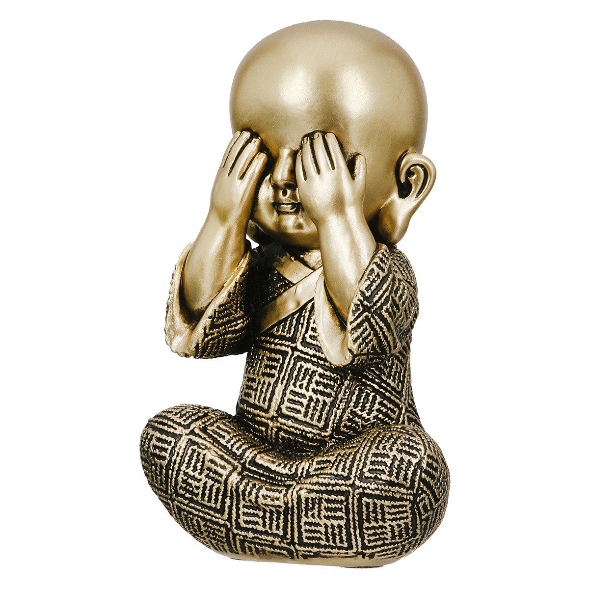 MF Buddhafigur Buddha Figuren Set Monk 3er Set Gold Schwarz Kunstharz Deko (3 St)