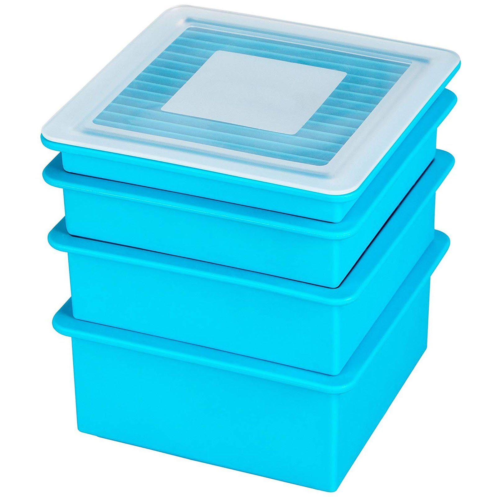 HAC24 Eiswürfelform Eiswürfelbereiter Eiswürfelbehälter Set Behältern Silikon teiliges aus mit Silikonform, 4 Eiswürfel