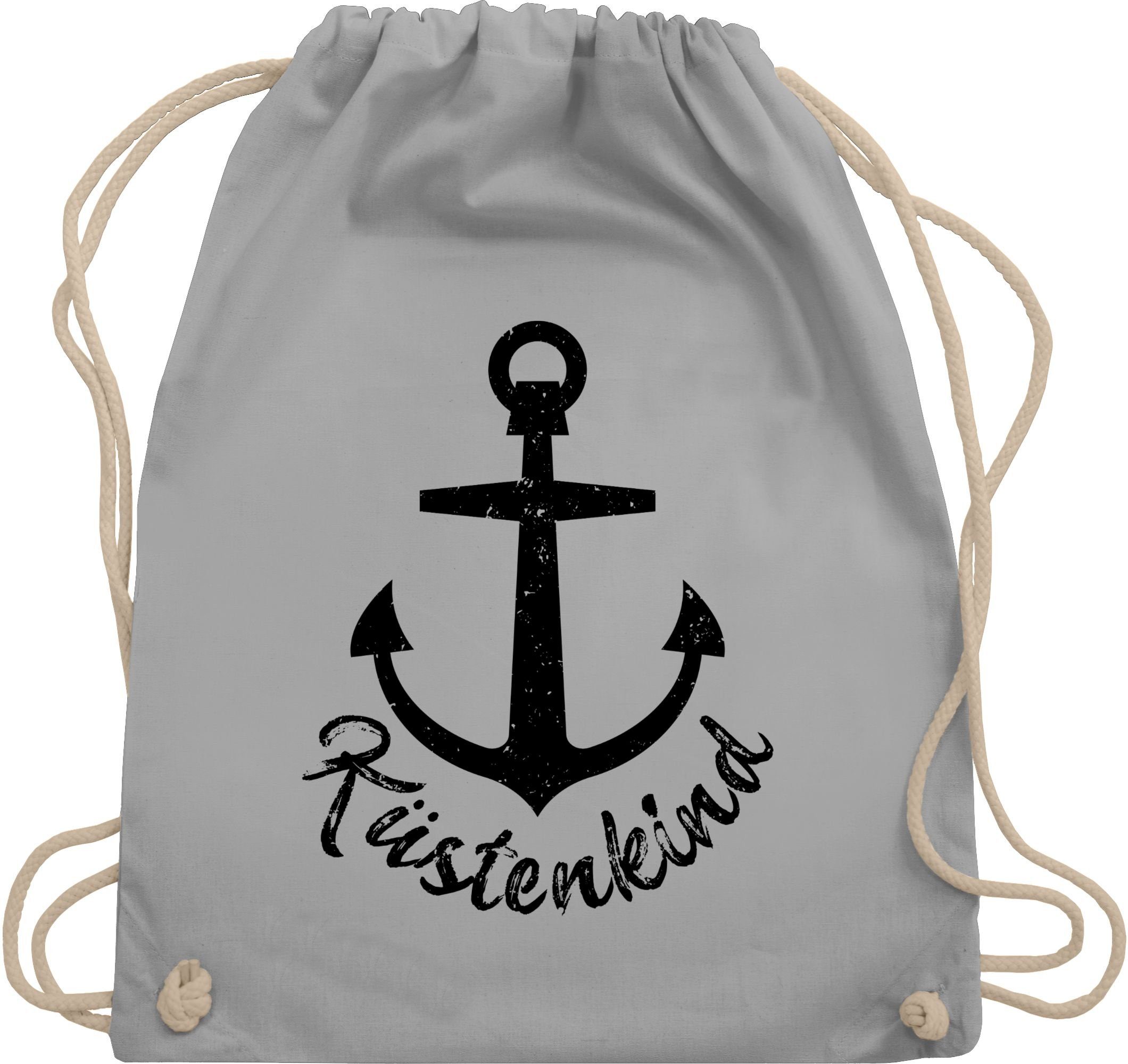 Turnbeutel Küstenkind mit Anker - schwarz