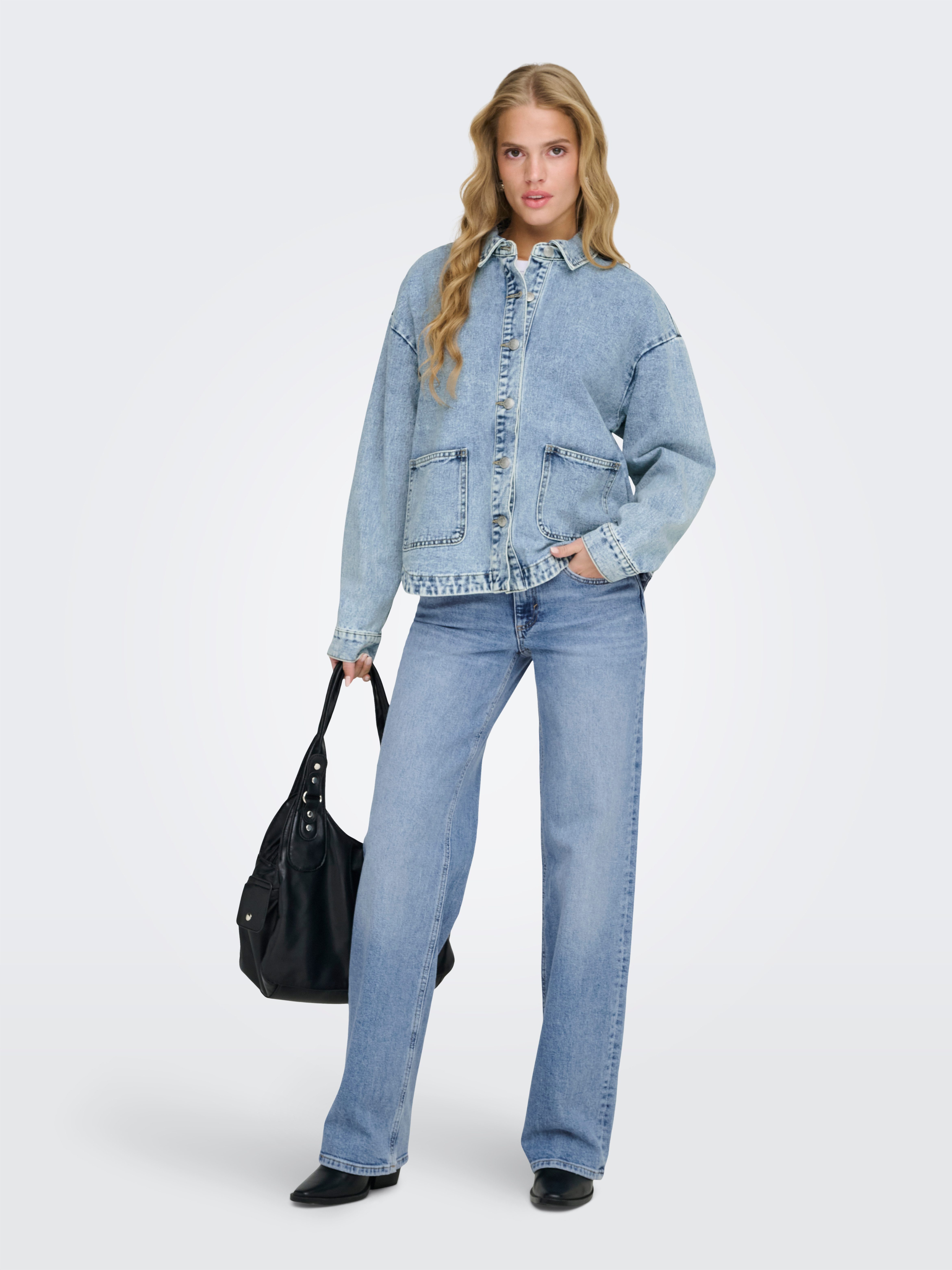ONLY Jeansjacke ONLLARA LS DNM SHACKET GUA NOOS Baumwollmischung